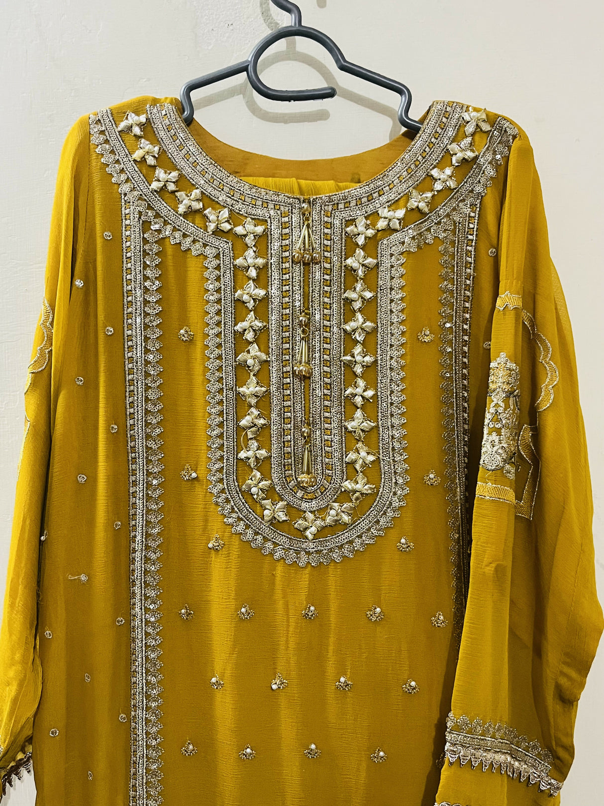 Sheikh Botique | Mehandi Chiffon Dress | Medium | Worn Once