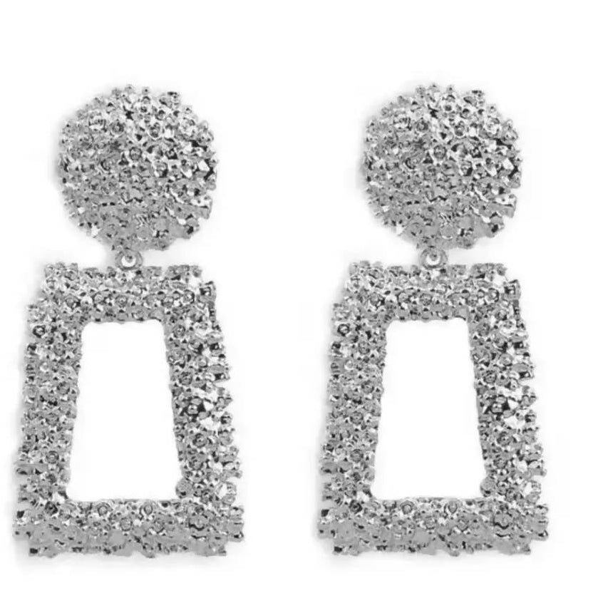 SHEIN | Open Rectangle Textured Drop Earrings | Women Jewelry | New