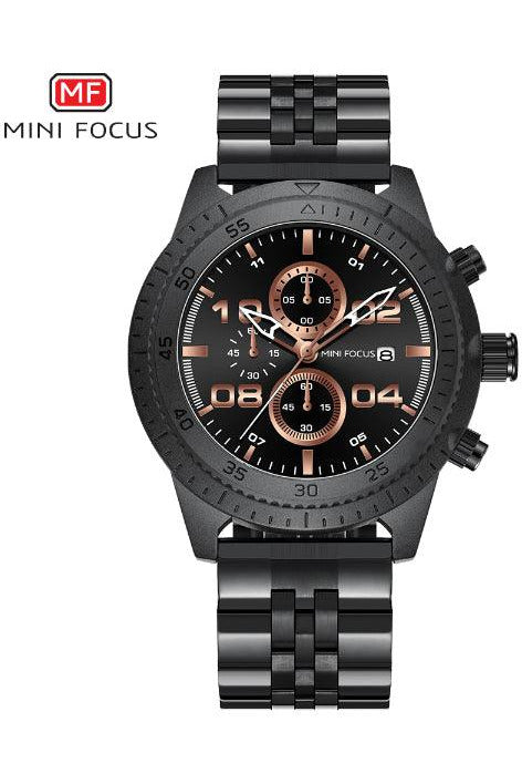 Buy Mini Focus Black Stainless Steel Black Dial Quartz Watch for Gents- MF0230G-04 in Pakistan