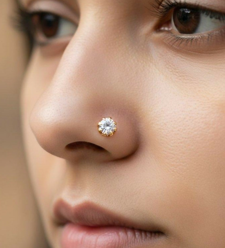 Round Stone Nose Pin-00069 | Women Jewelry | Nose pin | Brand New