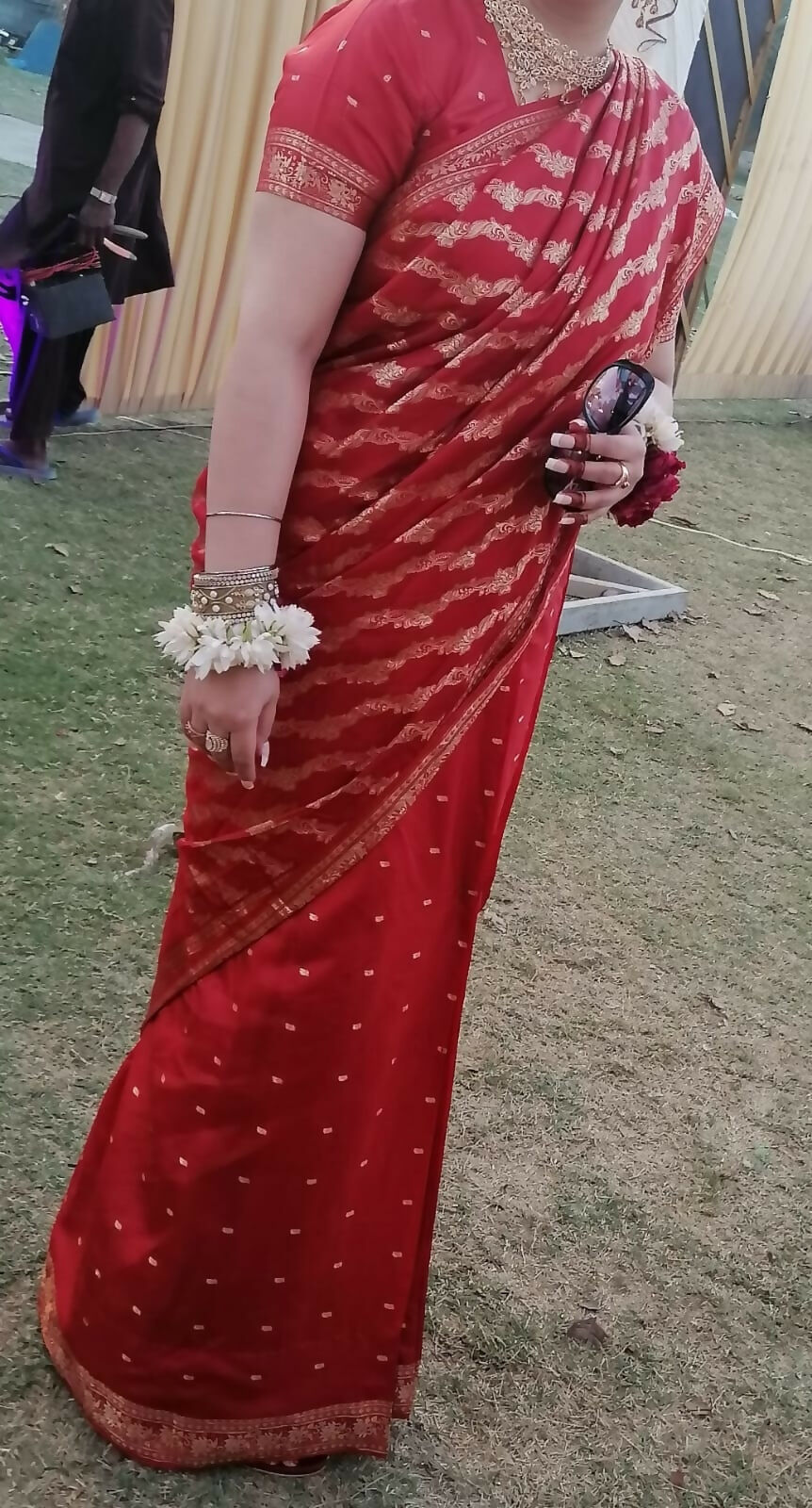 Red Saree | Women Locally Made Formals Sarees | Large | Worn Once