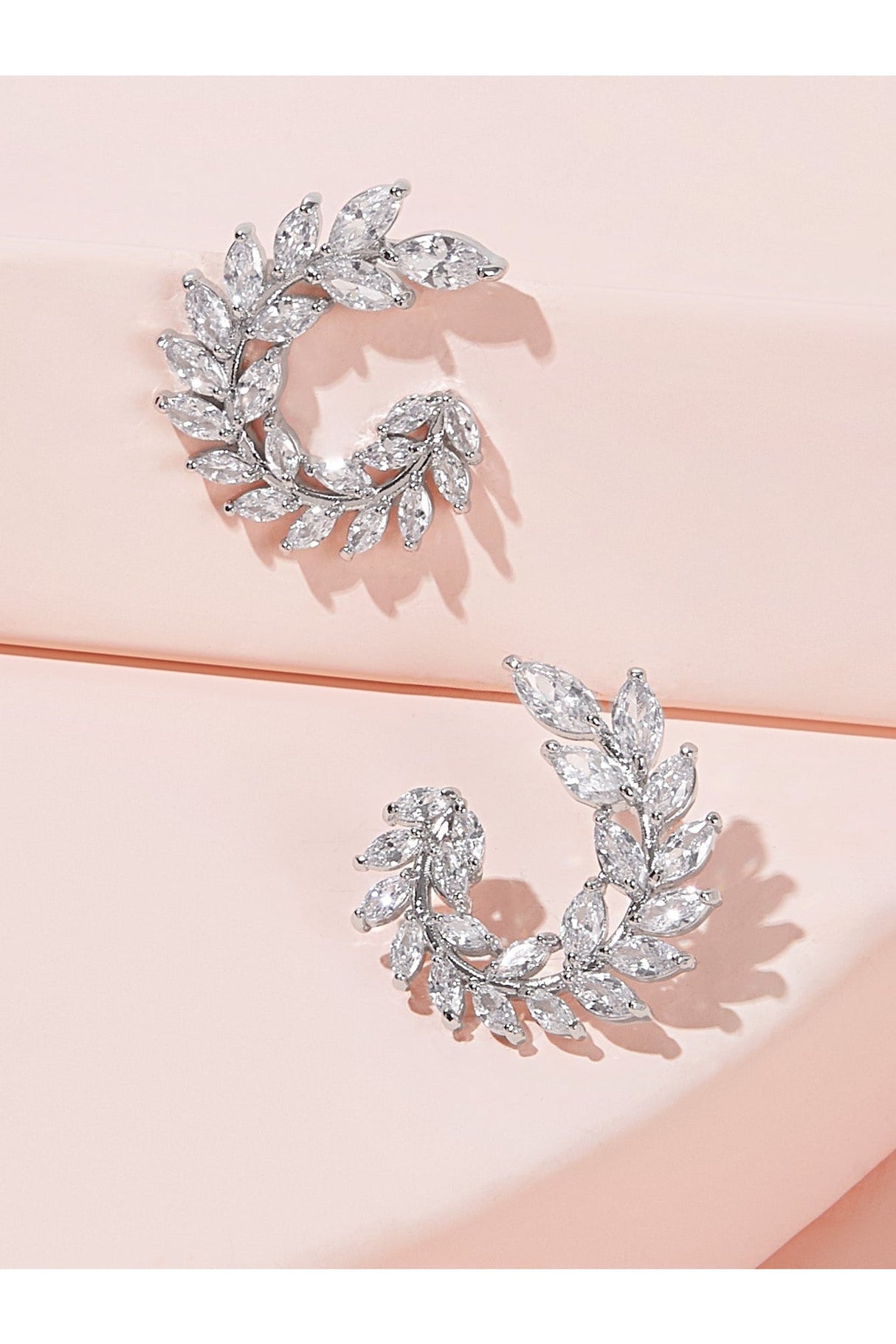 Buy Shein Rhinestone Leaf Hoop Earrings 1pair in Pakistan