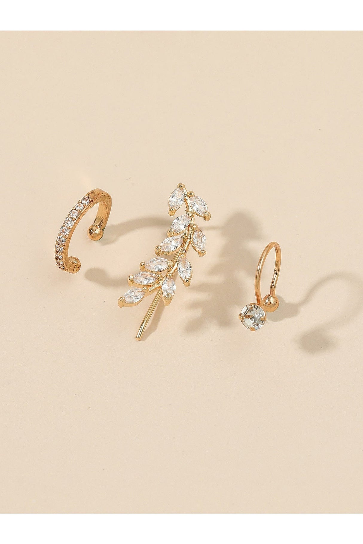 Buy Shein 3pcs Zircon Decor Ear Cuff - Yellow Gold in Pakistan