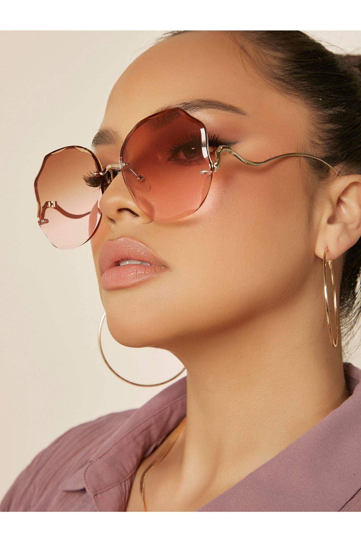 Buy Shein Ombre Lens Fashion Glasses - Watermelon Pink in Pakistan