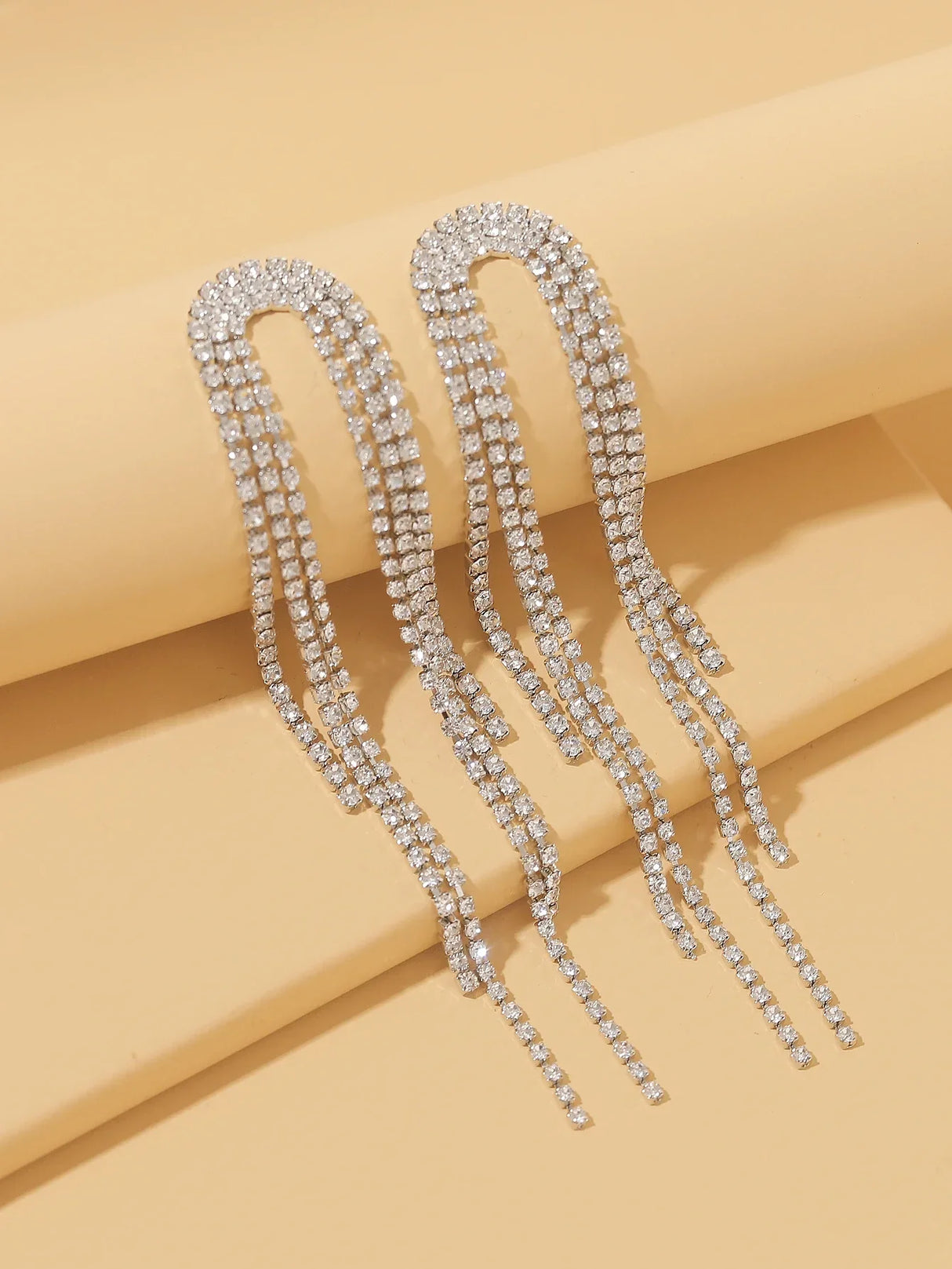 Buy Shein Rhinestone Tassel Decor Drop Earrings in Pakistan