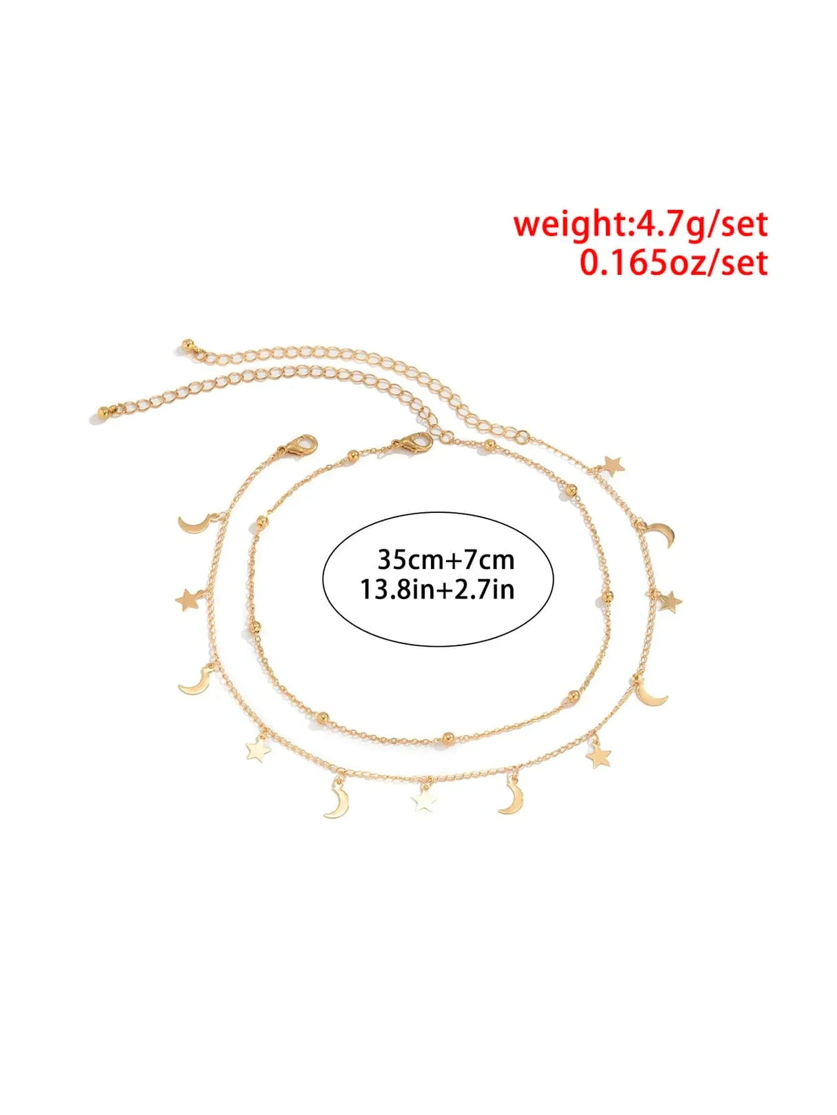 Buy Shein 2pcs Star Moon Charm Necklace in Pakistan