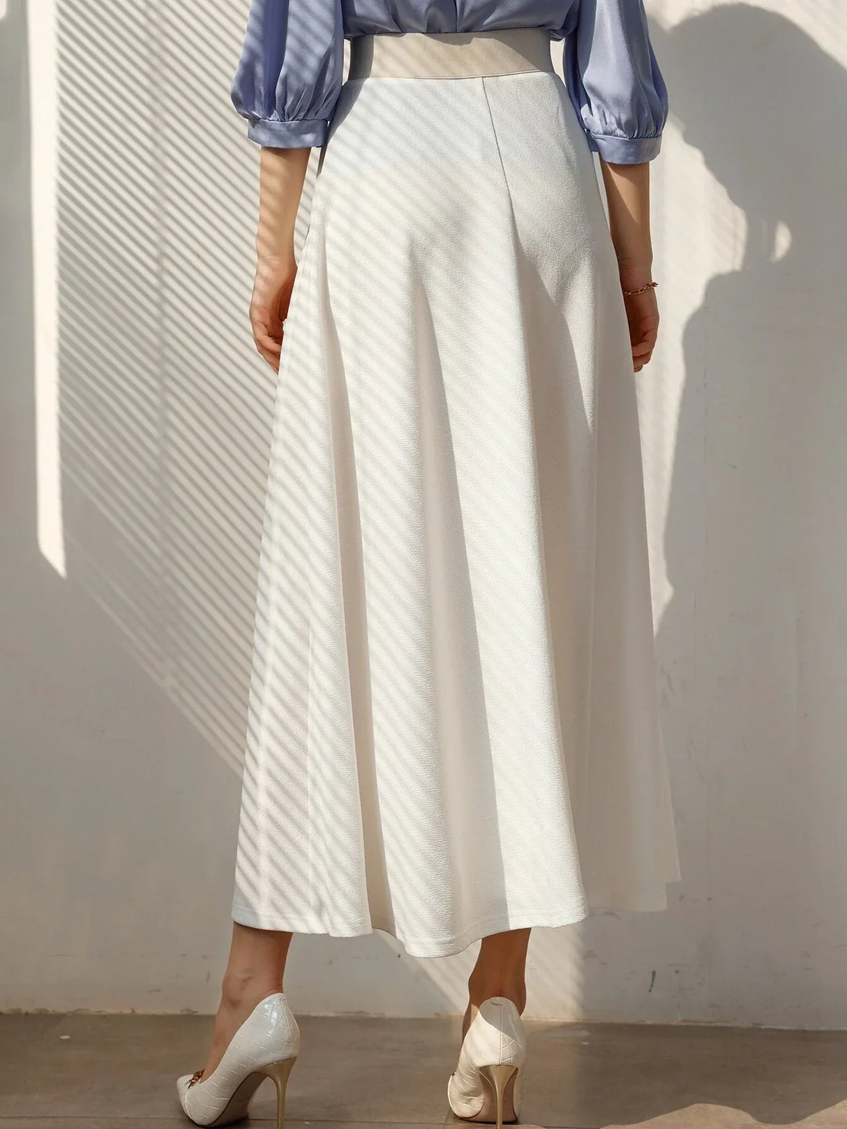 Buy SHEIN Mulvari Solid High Waisted Flared Skirt in Pakistan
