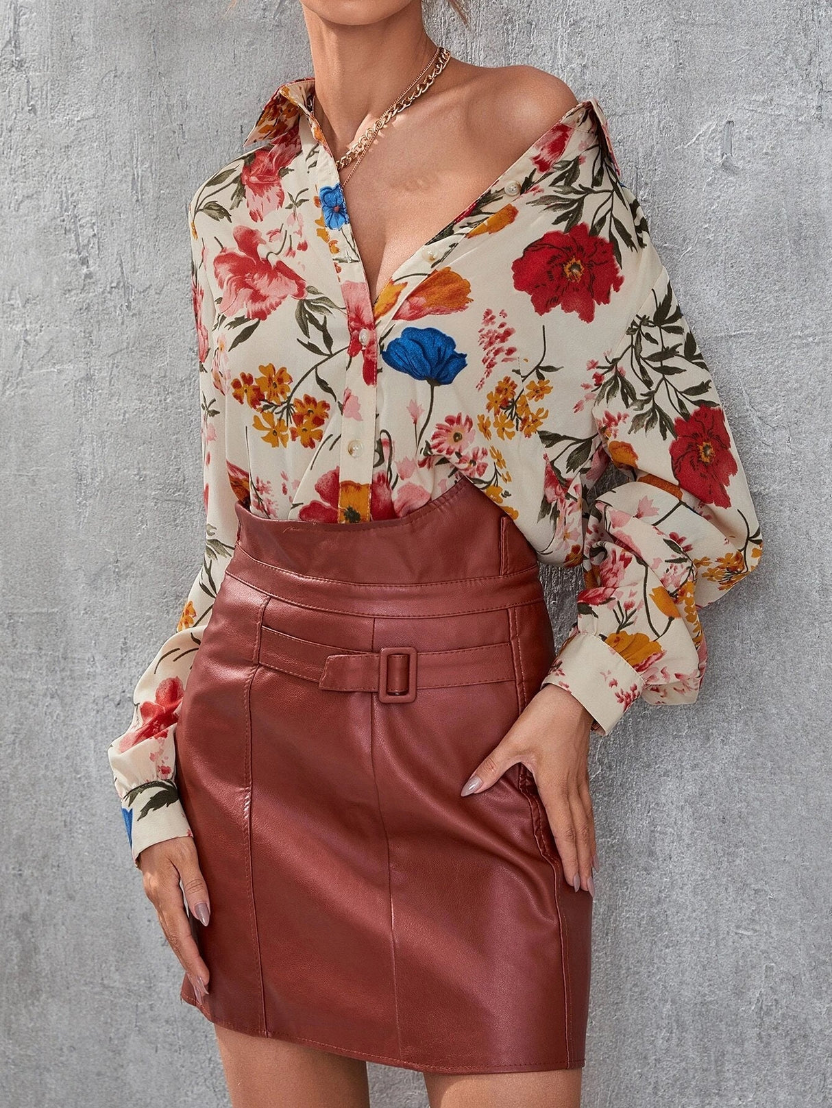Buy SHEIN Floral Print Button Front Shirt in Pakistan
