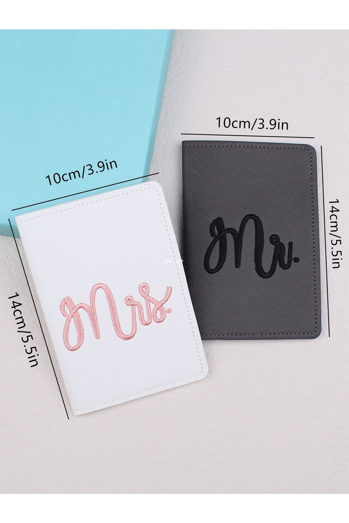 Buy Shein 2pcs Letter Embroidered Detail Passport Holder - Black and White in Pakistan