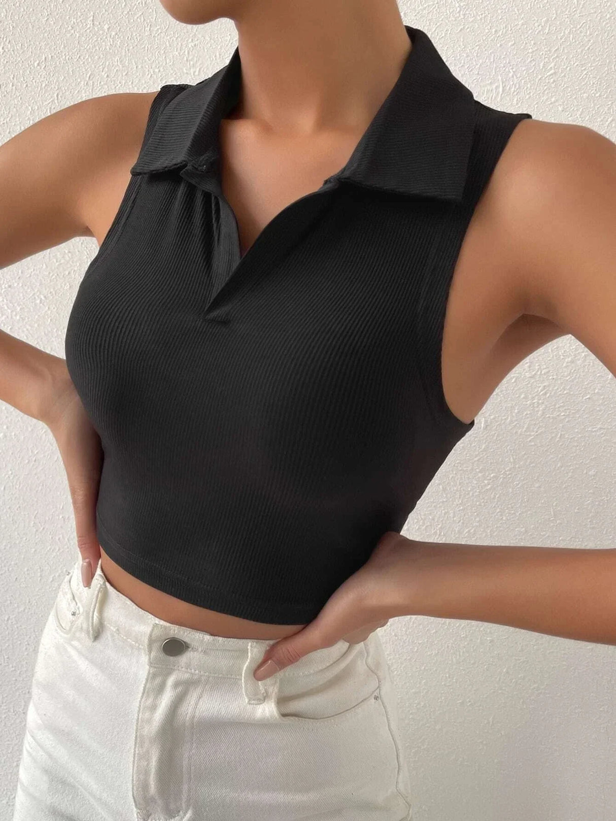 Buy SHEIN Solid Ribbed Knit Tank Top in Pakistan