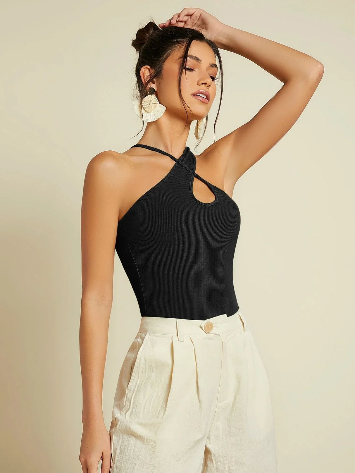 Buy SHEIN Criss Cross Rib-knit Top in Pakistan