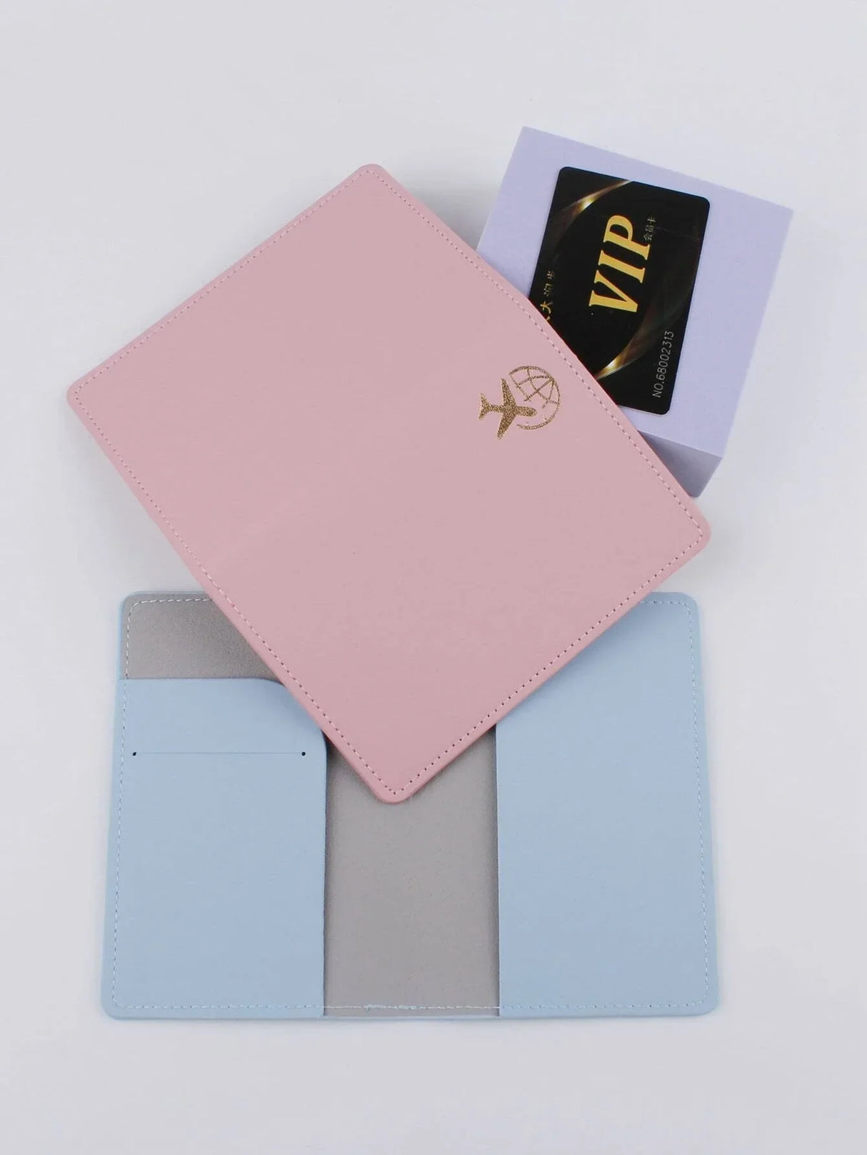 Buy Shein 2pcs Earth & Airplane Print Passport Case in Pakistan