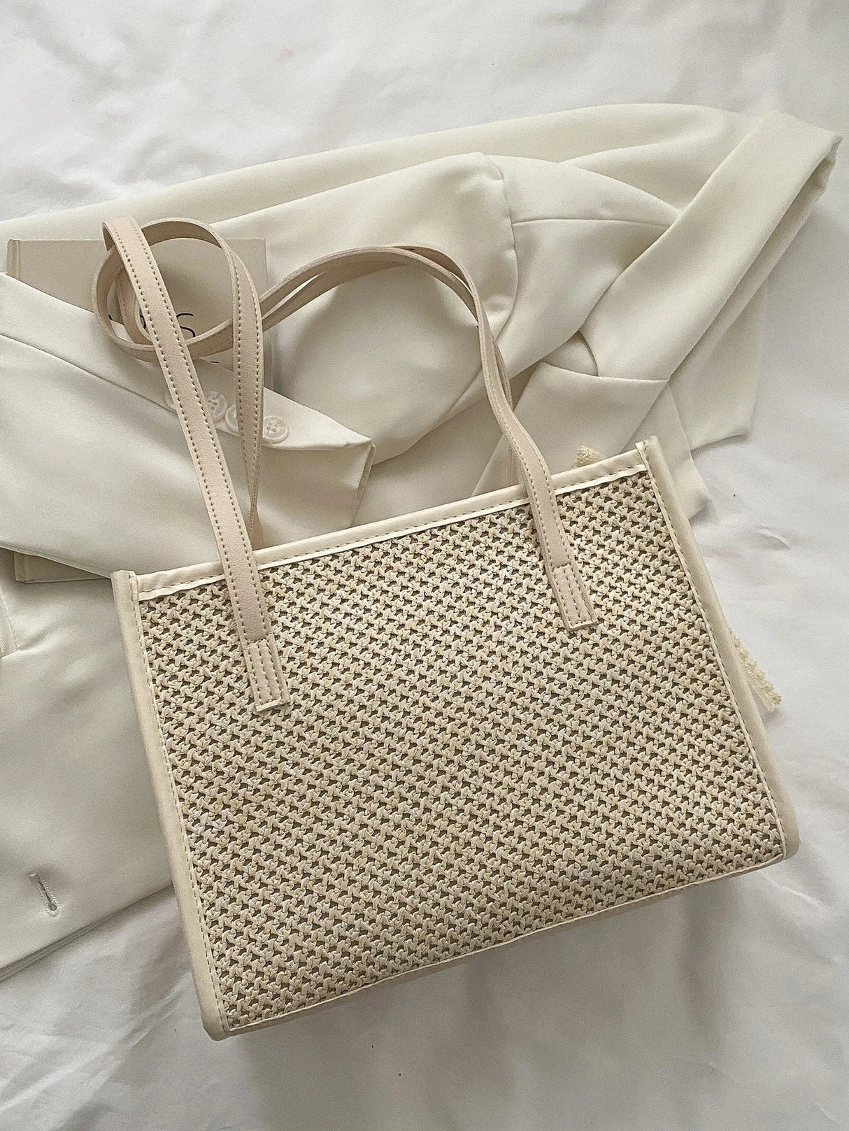 Buy Shein Twilly Scarf Decor Straw Bag in Pakistan