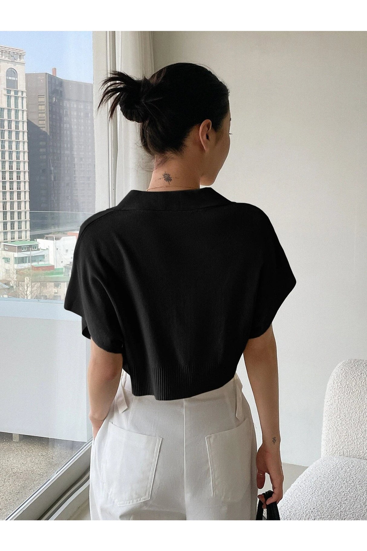 Buy SHEIN DAZY Batwing Sleeve Crop Knit Top in Pakistan