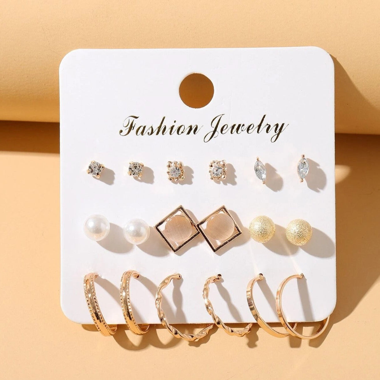 Buy Shein 9pairs Rhinestone & Faux Pearl Detail Earrings in Pakistan