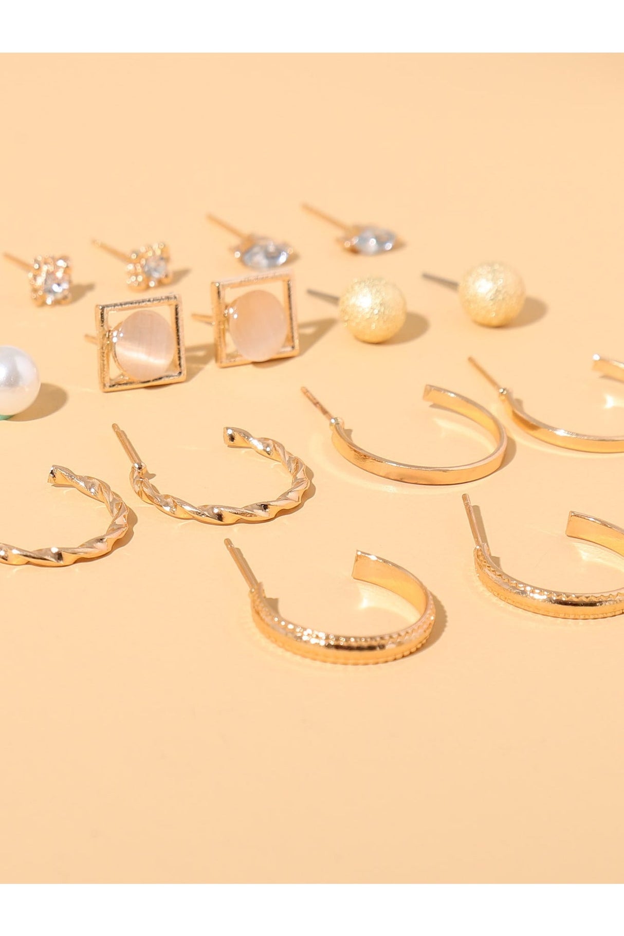 Buy Shein 9pairs Rhinestone & Faux Pearl Detail Earrings in Pakistan
