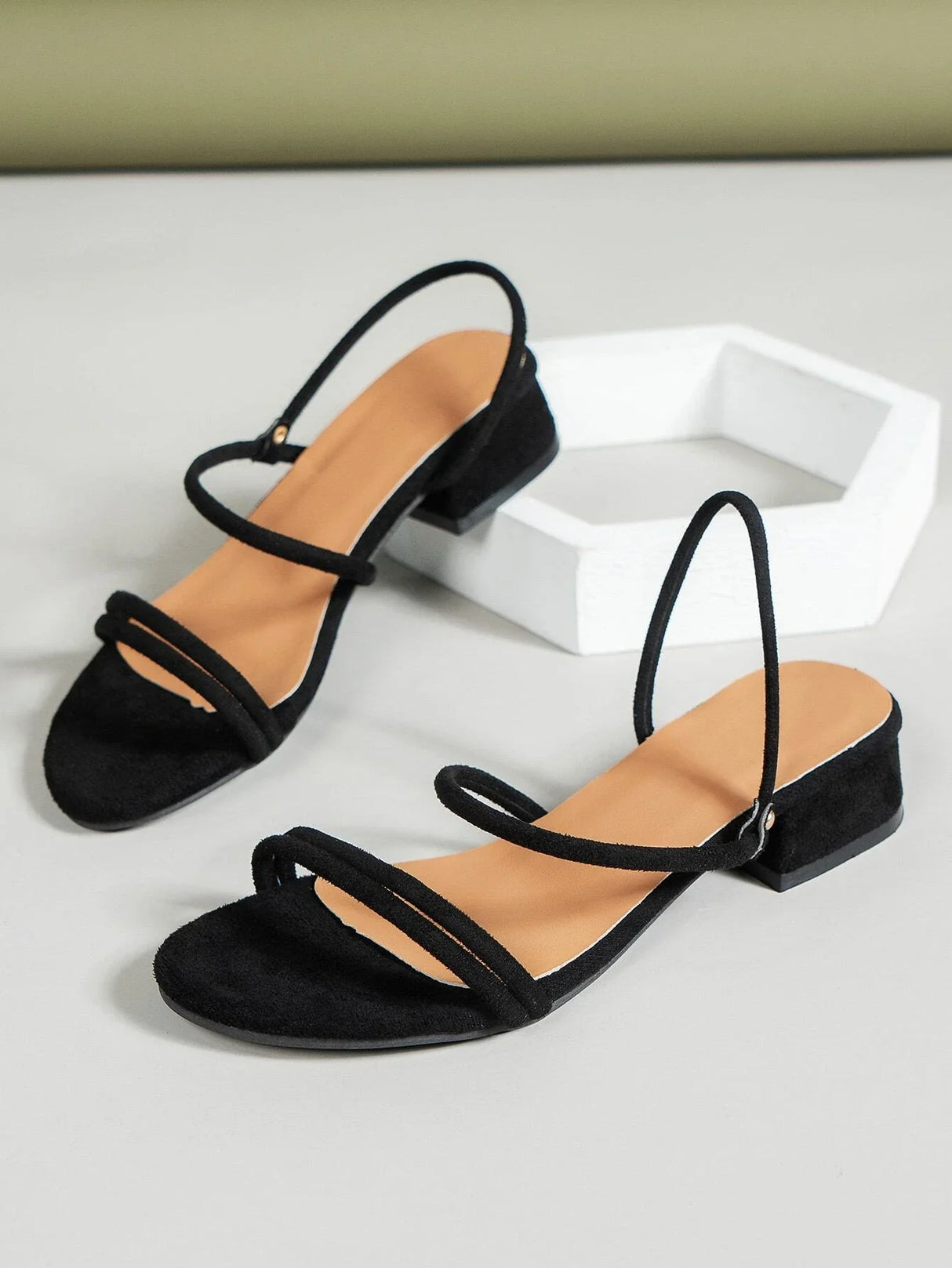 Buy Shein Suedette Chunky Heeled Slingback Sandals in Pakistan