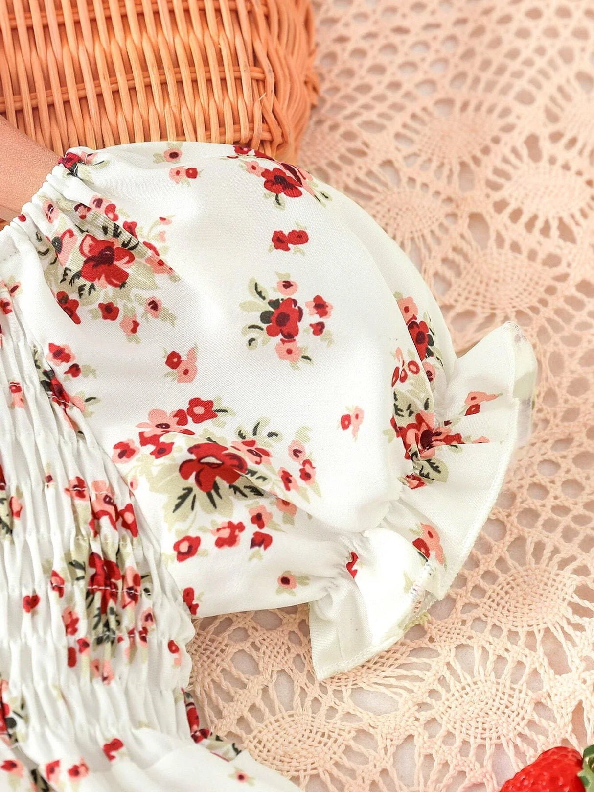 Buy SHEIN Baby Floral Print Shirred Puff Sleeve Dress in Pakistan