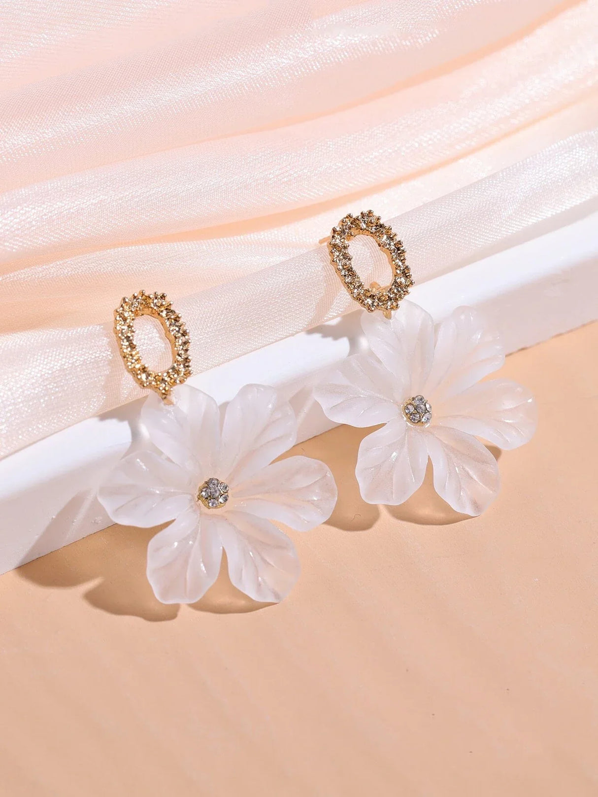 Buy Shein Rhinestone & Flower Decor Drop Earrings in Pakistan