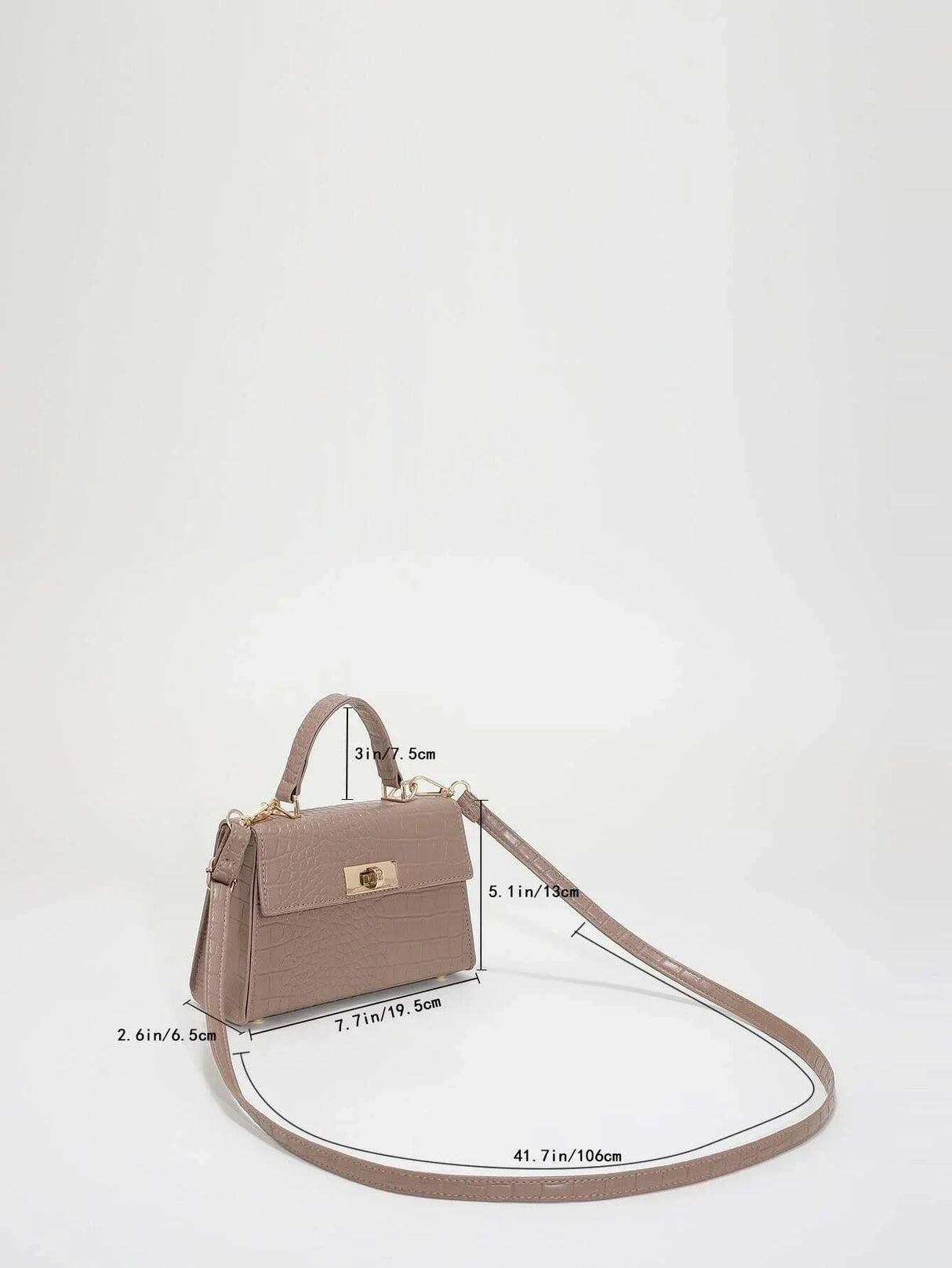 Buy SHEIN Mini Crocodile Embossed Twist Lock Flap Square Bag in Pakistan