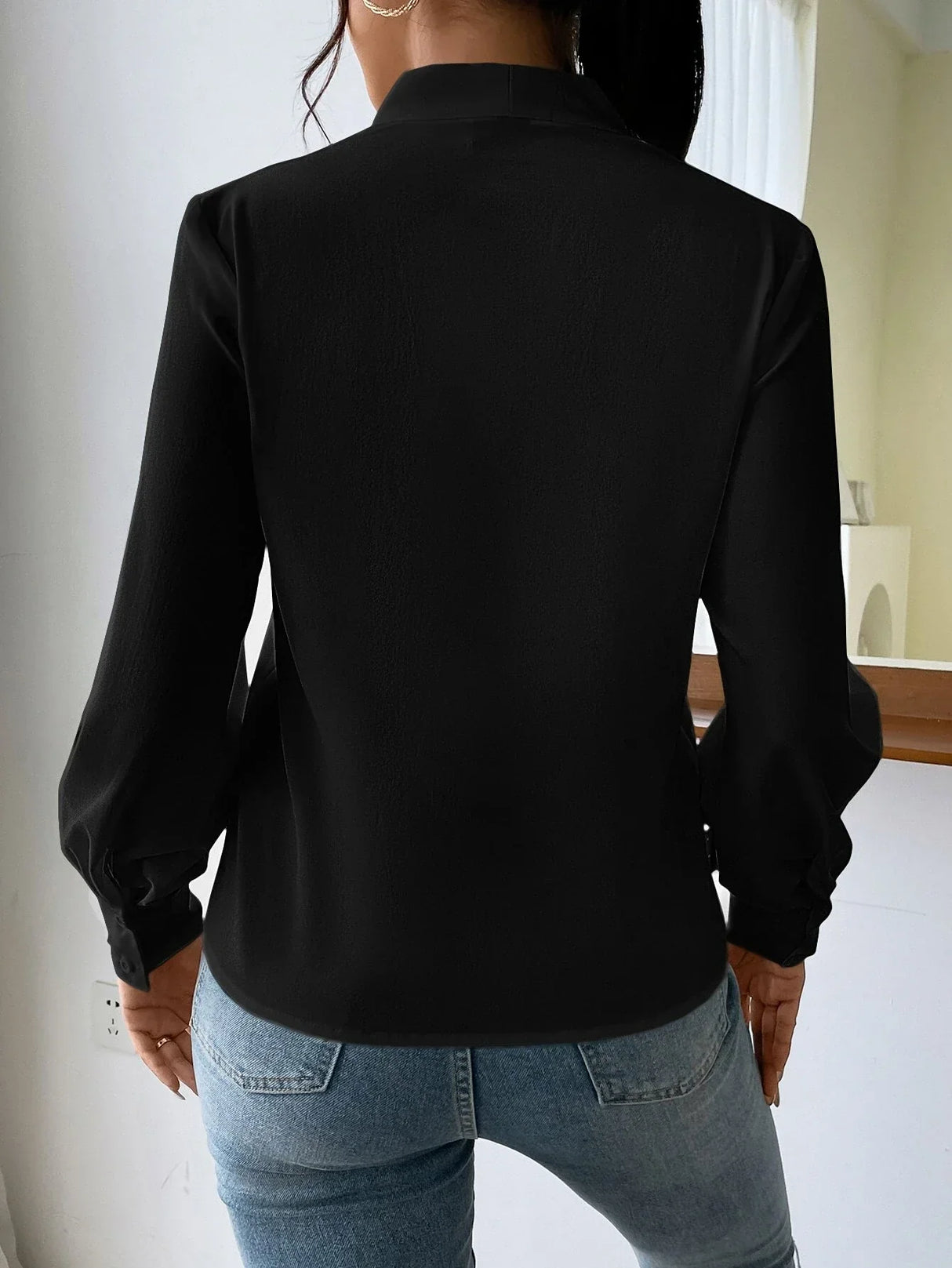 Buy SHEIN Solid Bishop Sleeve Blouse in Pakistan