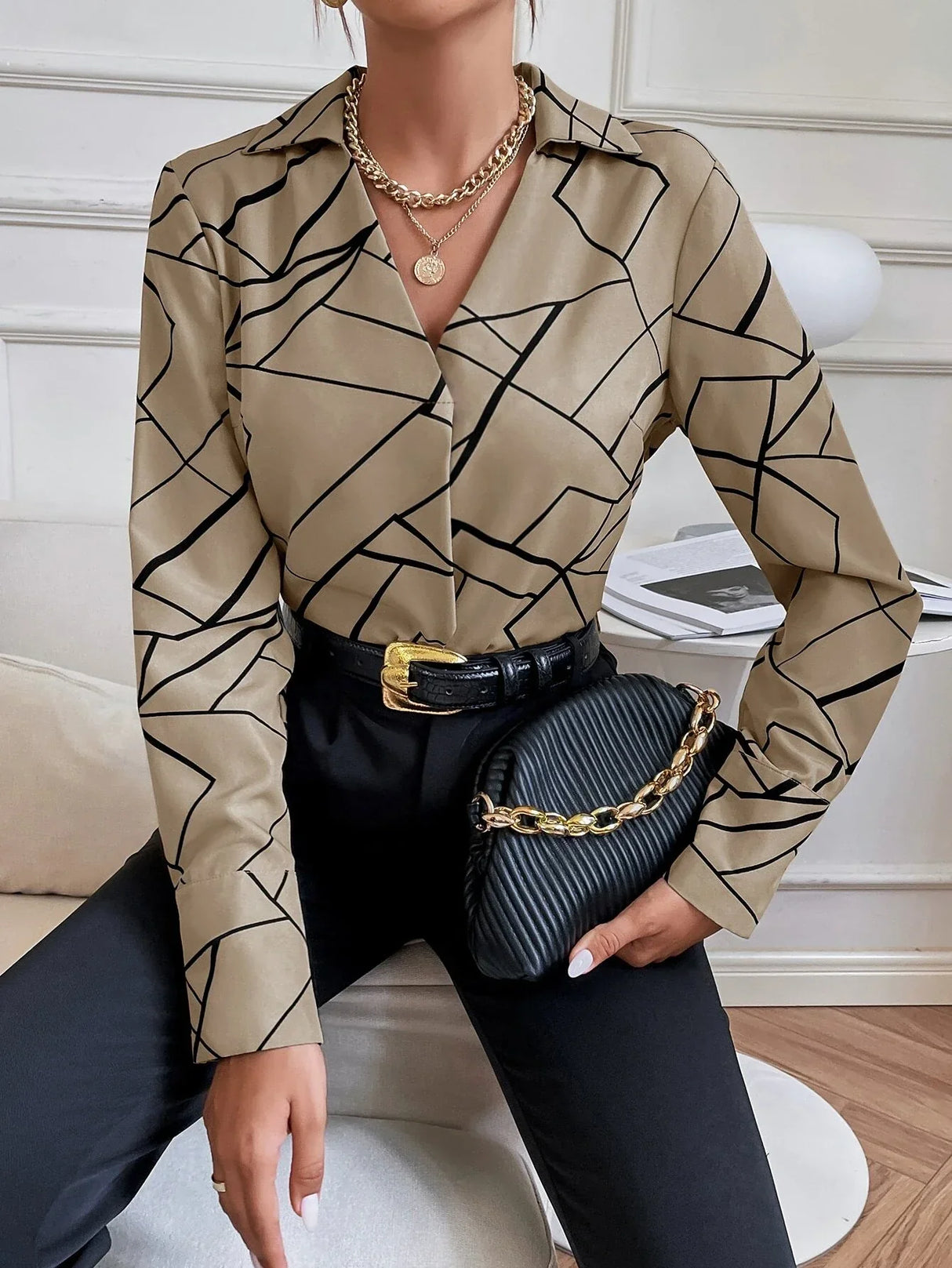 Buy Shein Geo Print Button Front Shirt in Pakistan