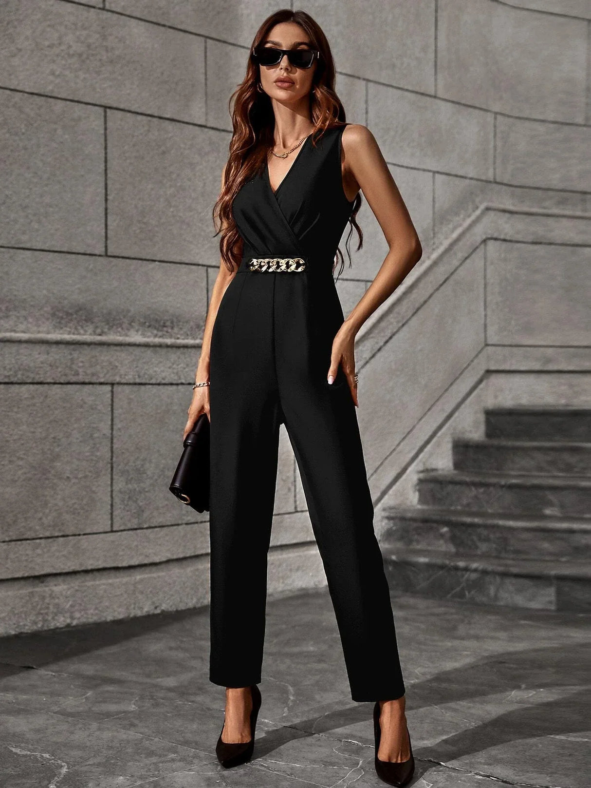 Buy SHEIN Solid Chain Detail Jumpsuit in Pakistan