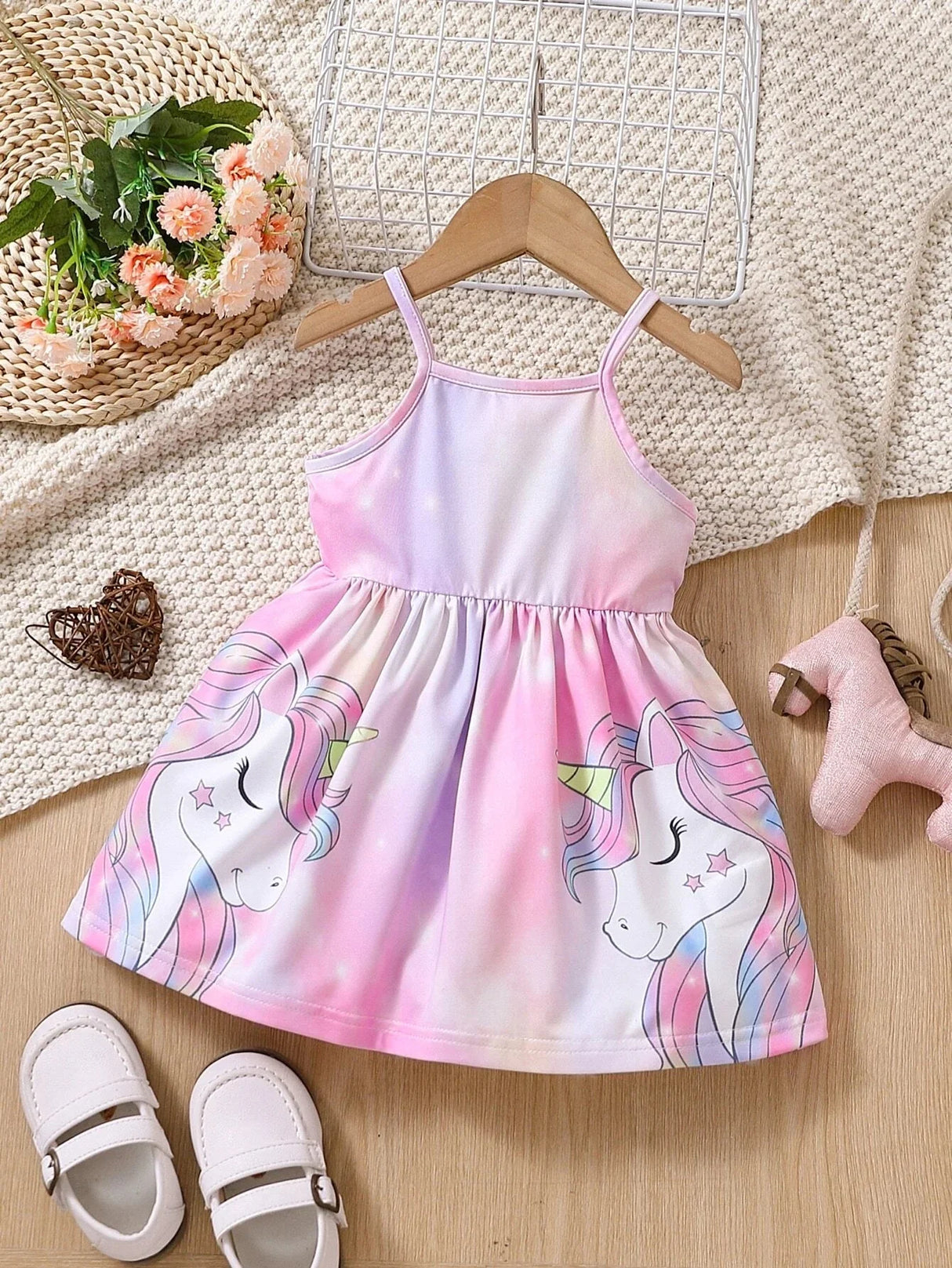 Buy SHEIN Baby Unicorn Print Tie Dye Cami Dress in Pakistan