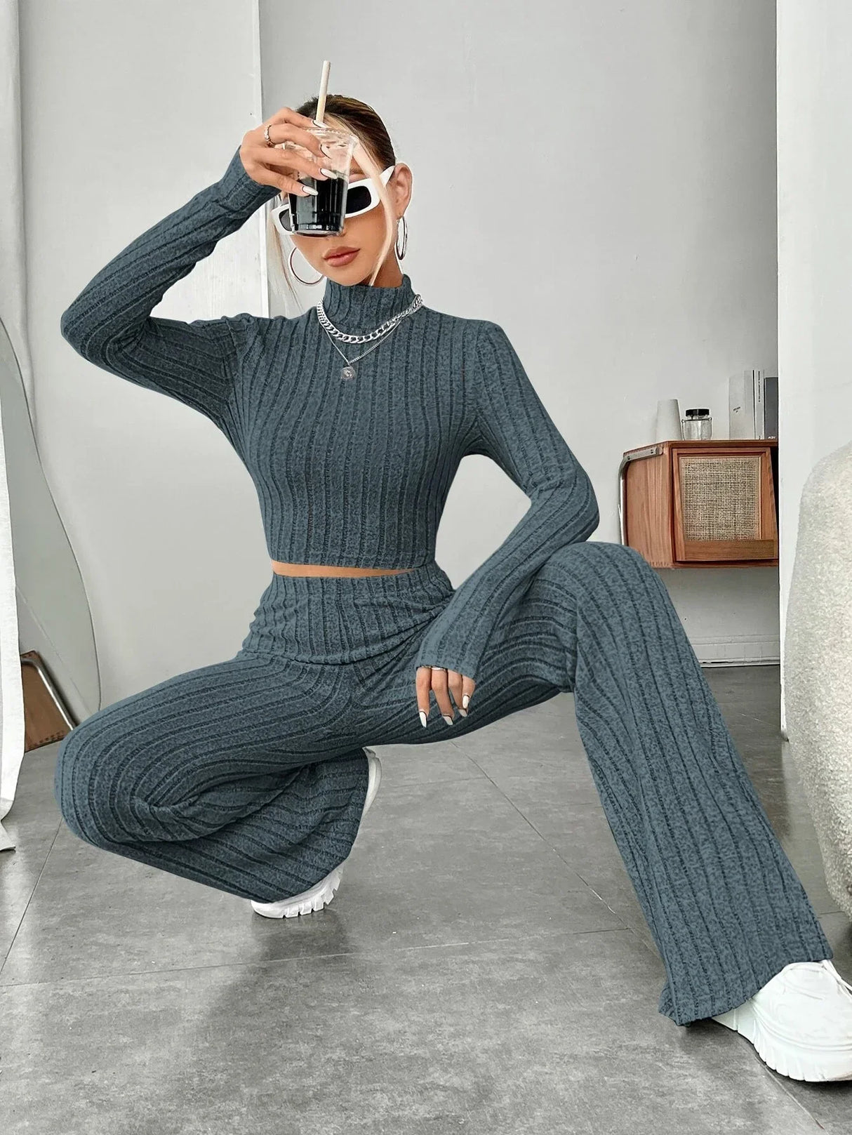 Buy SHEIN EZwear Flare Leg Pants (Only Pants) in Pakistan