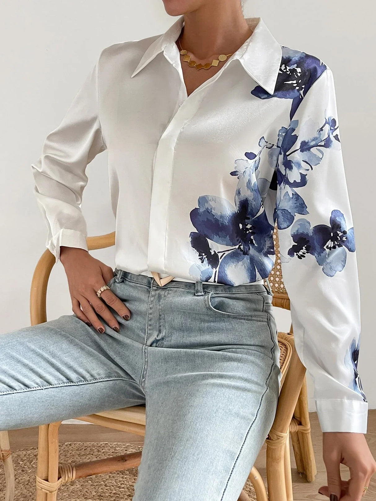 Buy SHEIN Floral Print Button Front Shirt in Pakistan