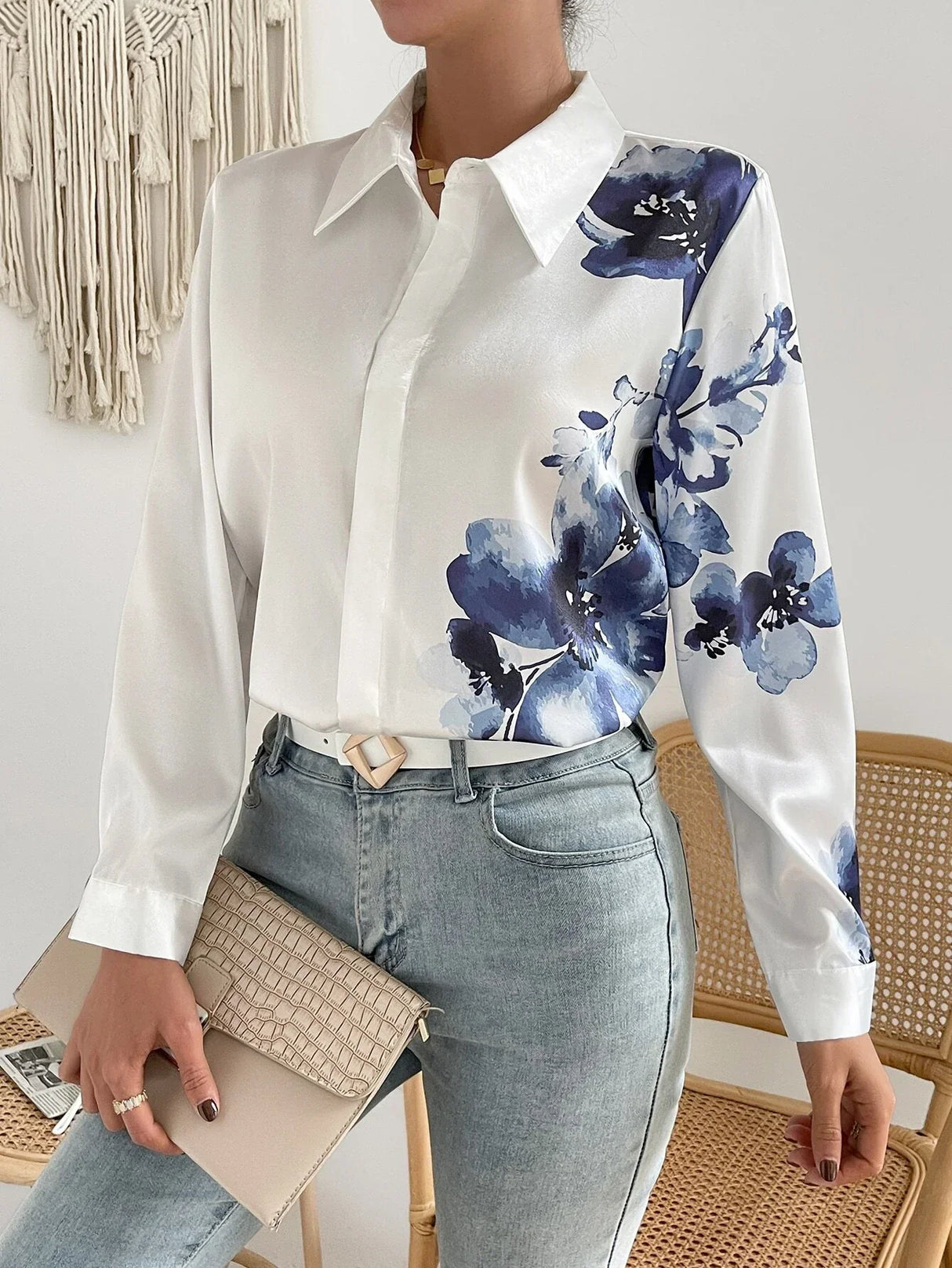 Buy SHEIN Floral Print Button Front Shirt in Pakistan