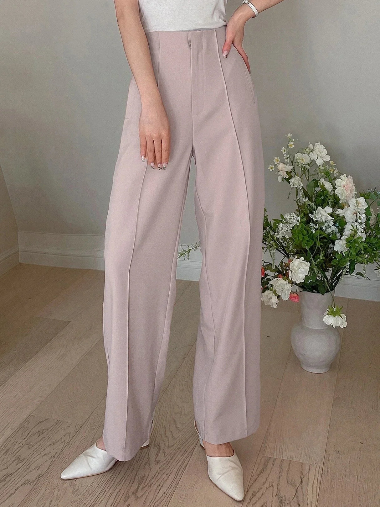 Buy SHEIN DAZY High Waist Straight Leg Suit Pants in Pakistan