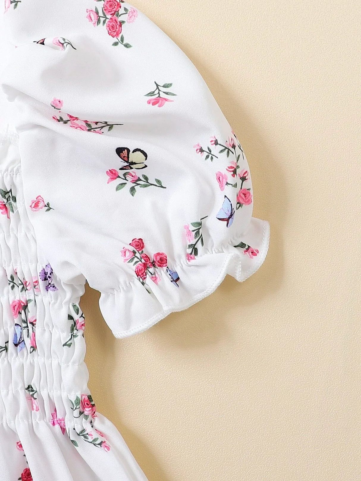Buy SHEIN Baby Floral Print Puff Sleeve Shirred Dress in Pakistan
