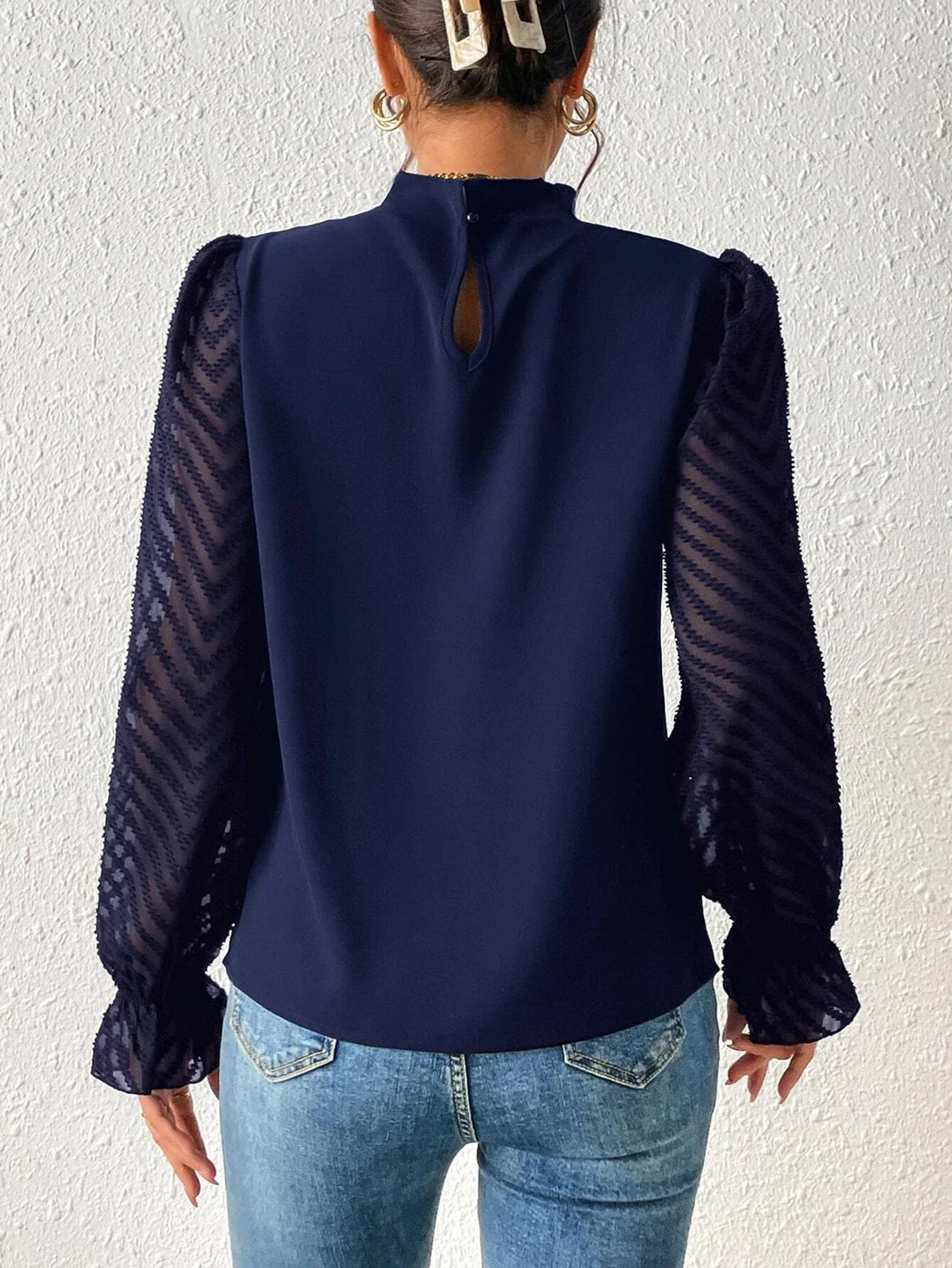Buy SHEIN Frenchy Frilled Neck Flounce Sleeve Blouse in Pakistan