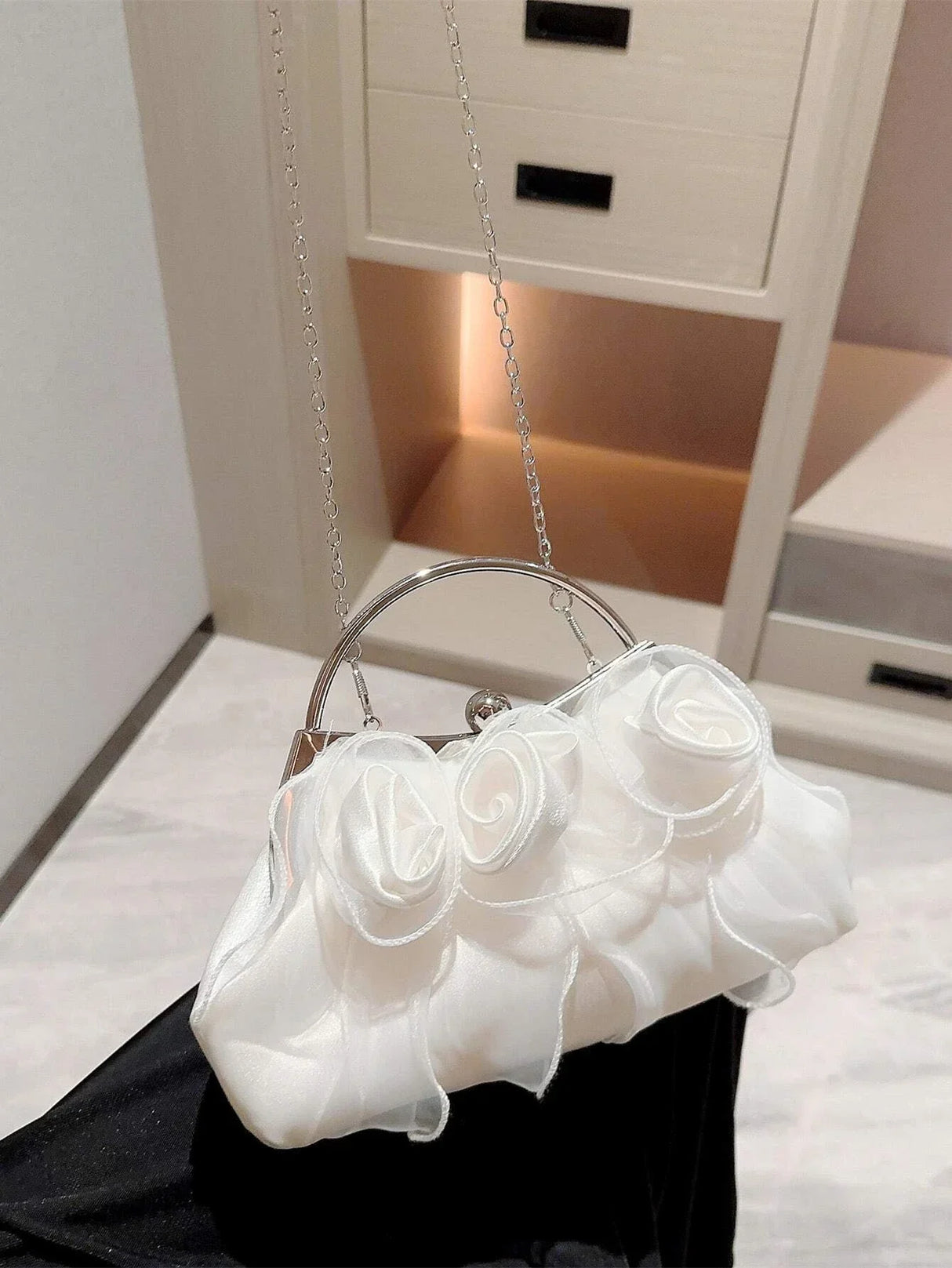 Buy Shein Flower Decor Satin Evening Bag in Pakistan