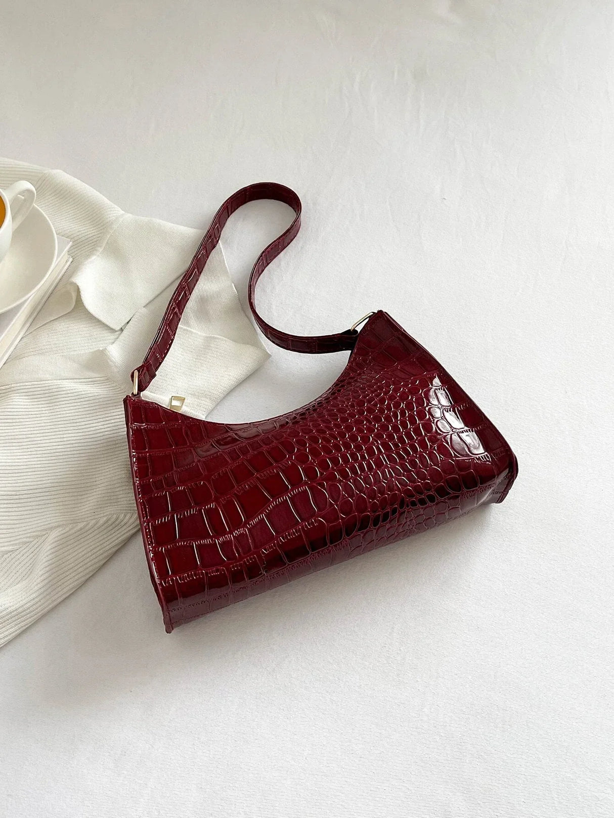 Buy SHEIN Croc Embossed Baguette Bag in Pakistan