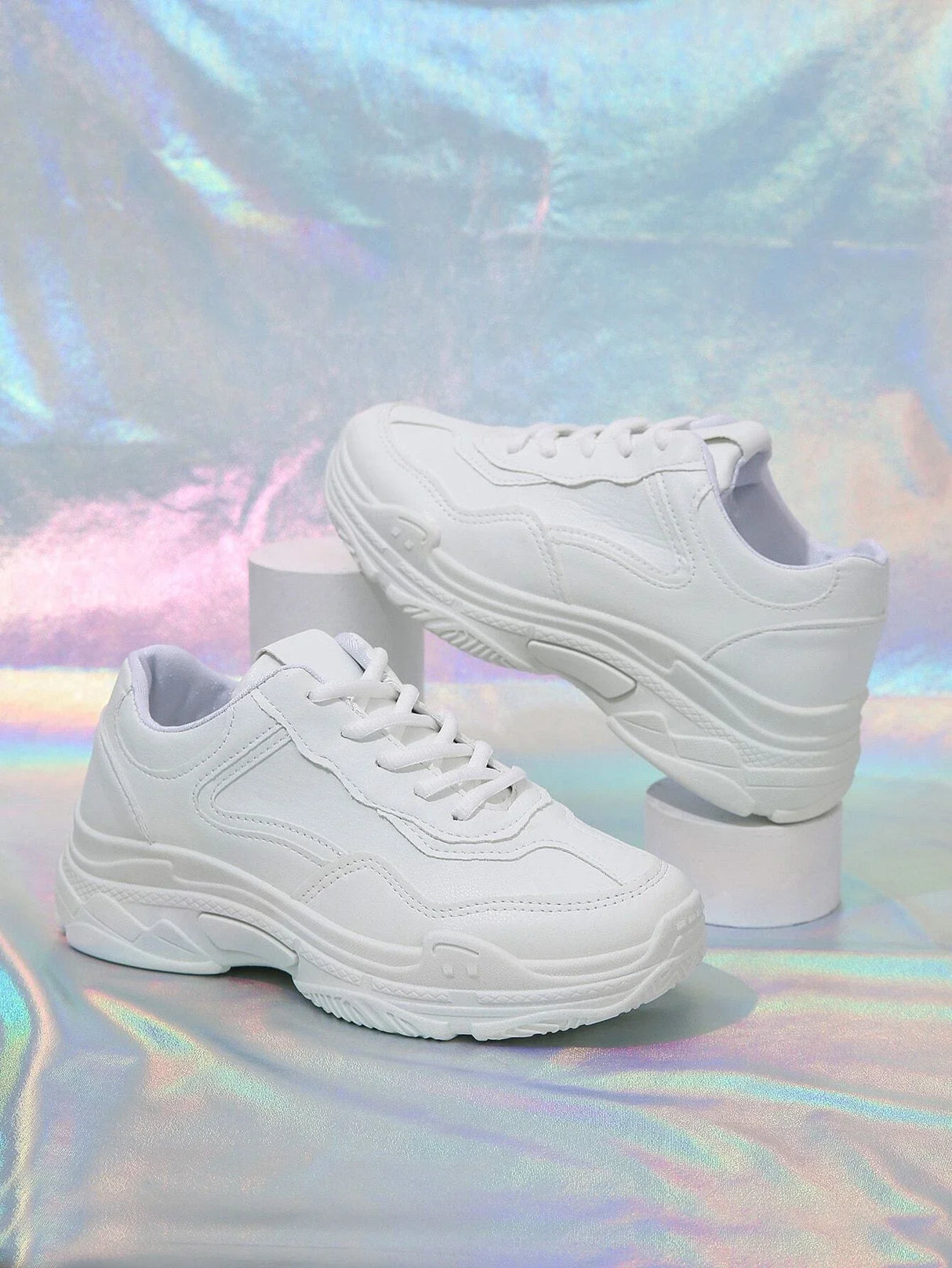 Buy SHEIN Sporty Running Shoes For Women, Stitch Detail Lace-up Front Sneakers in Pakistan