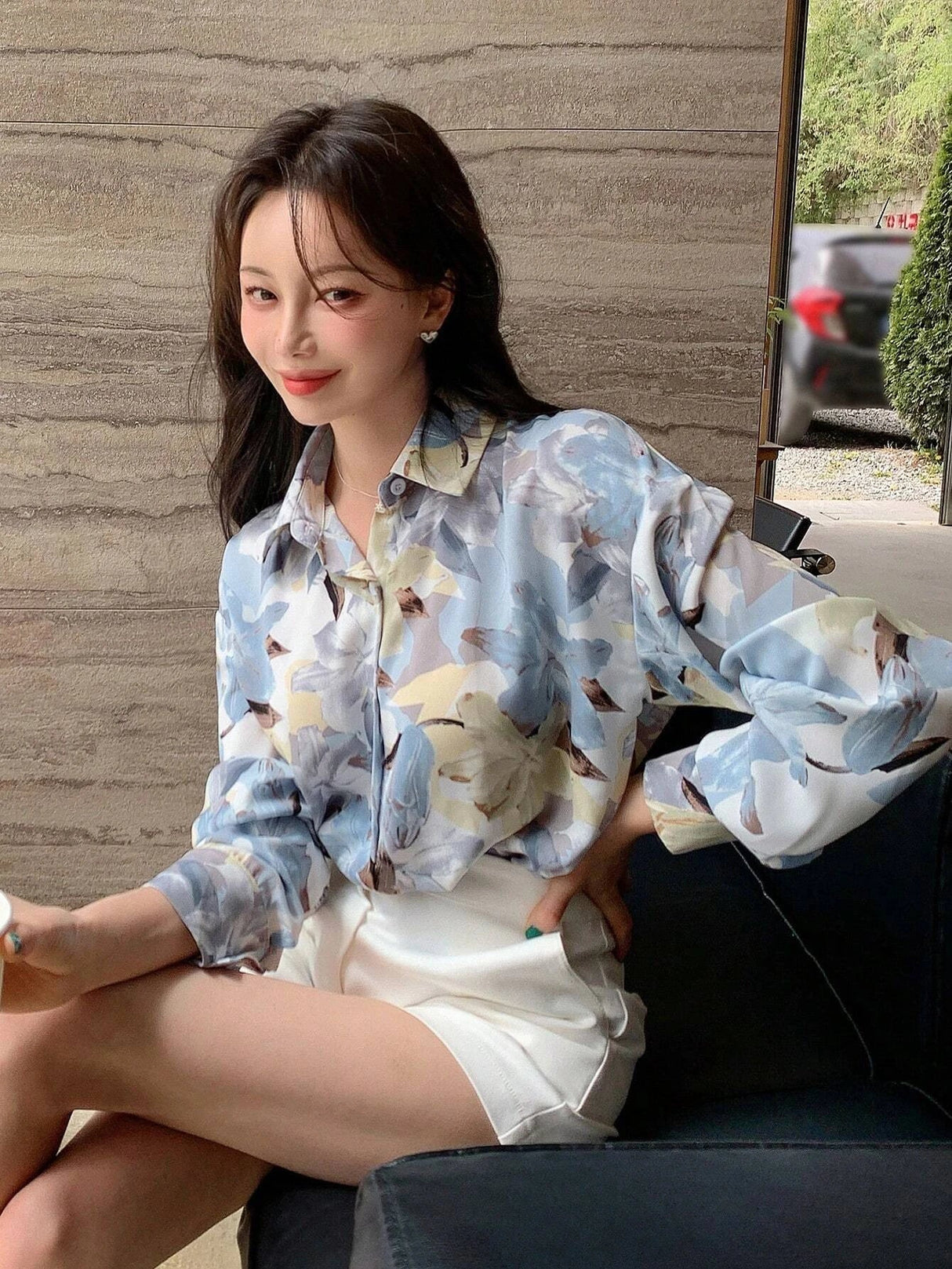 Buy SHEIN DAZY Floral Print Drop Shoulder Shirt in Pakistan