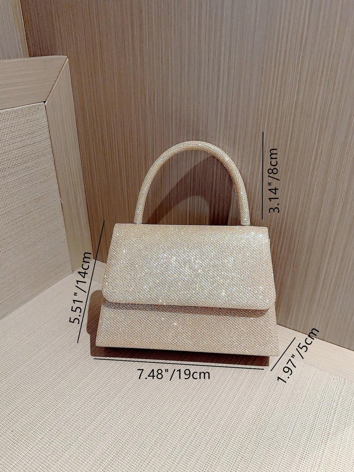 Buy SHEIN Mini Square Bag Glitter Glamorous Chain Strap in Pakistan
