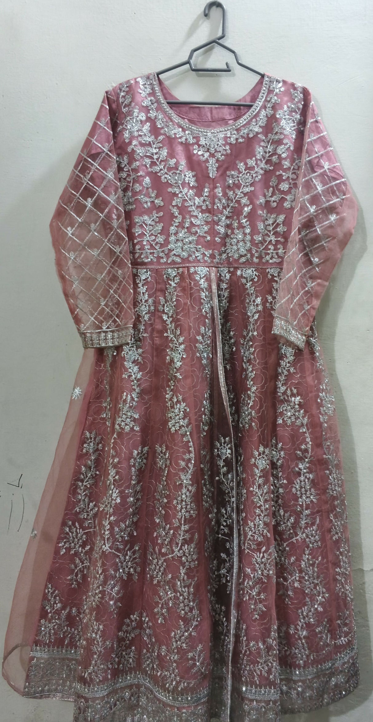 Fancy Embroidered Pink Maxi | Women Frocks & Maxis | Medium | Worn Once