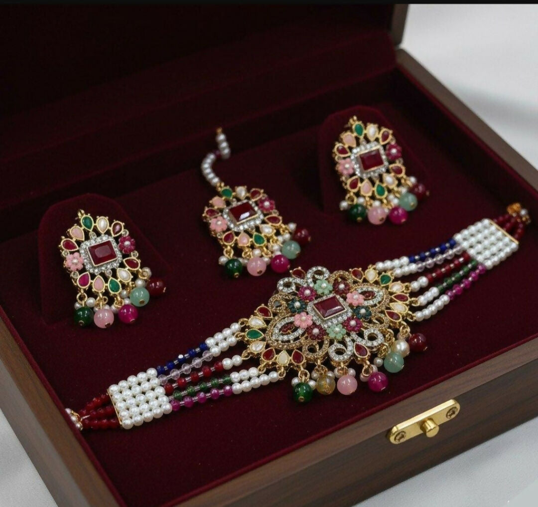 Flower Tear Pearl Drop Choker Set-00258 | Women Jewelry | Wedding Jewelry & Sets | Brand New