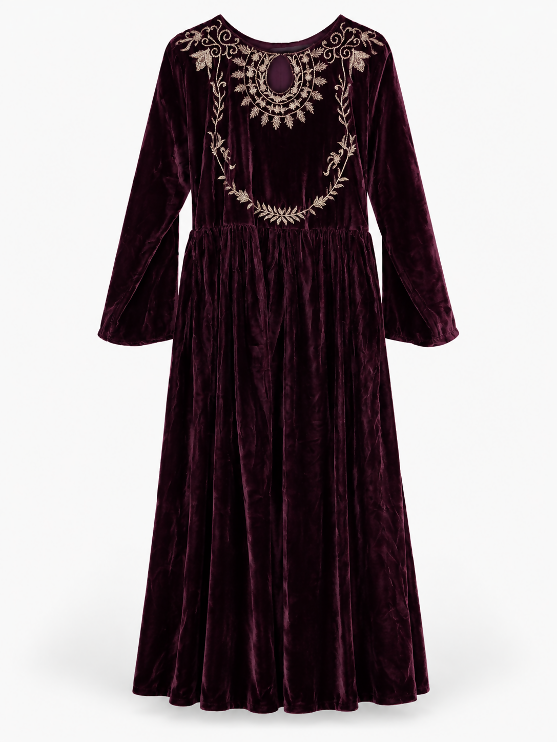 Velvet Long Frock | Women Frocks & Maxis | Maroon | Medium | Worn Once
