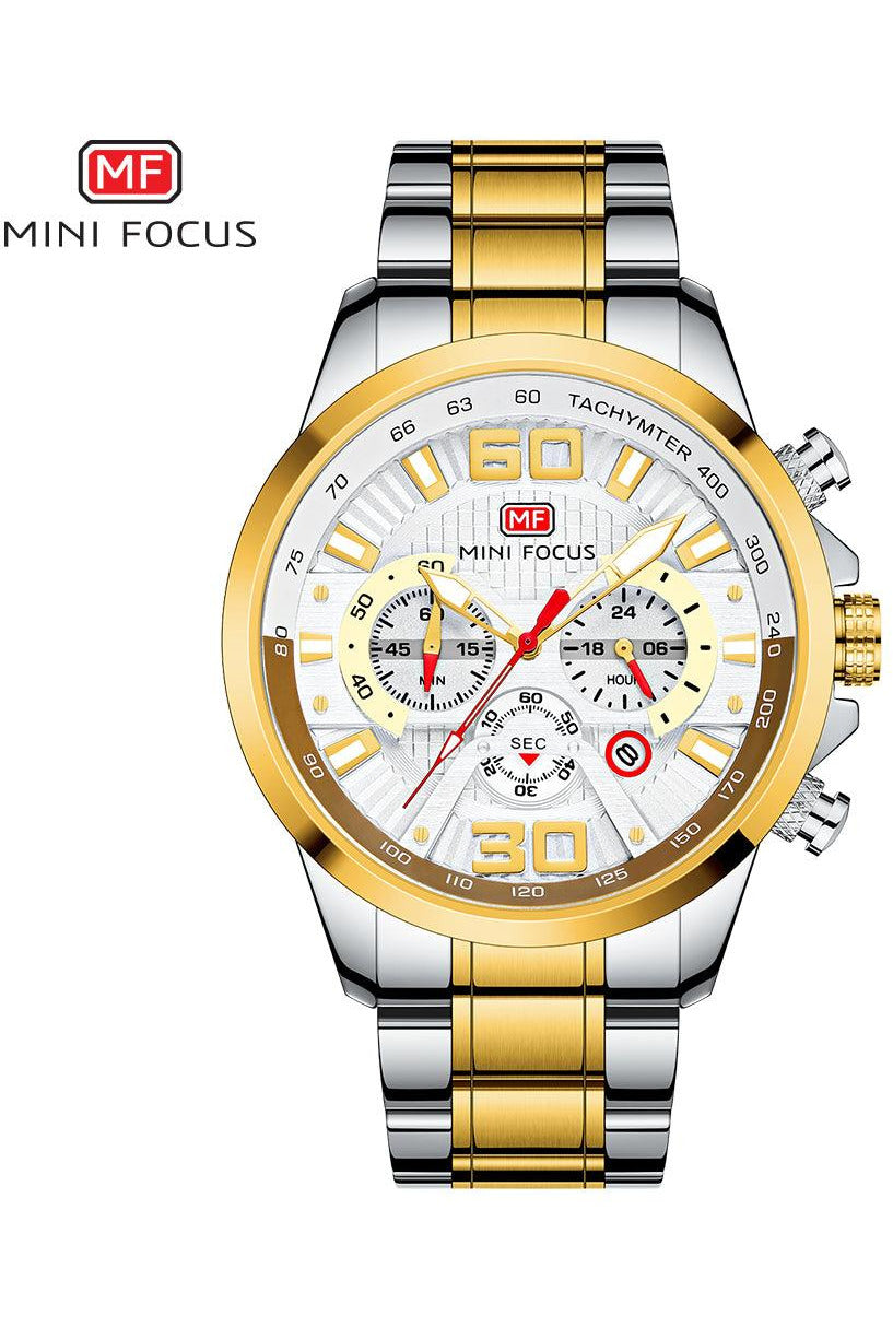 Buy Mini Focus Two-Tone Stainless Steel White Dial Quartz Watch for Gents- MF0336G-03 in Pakistan