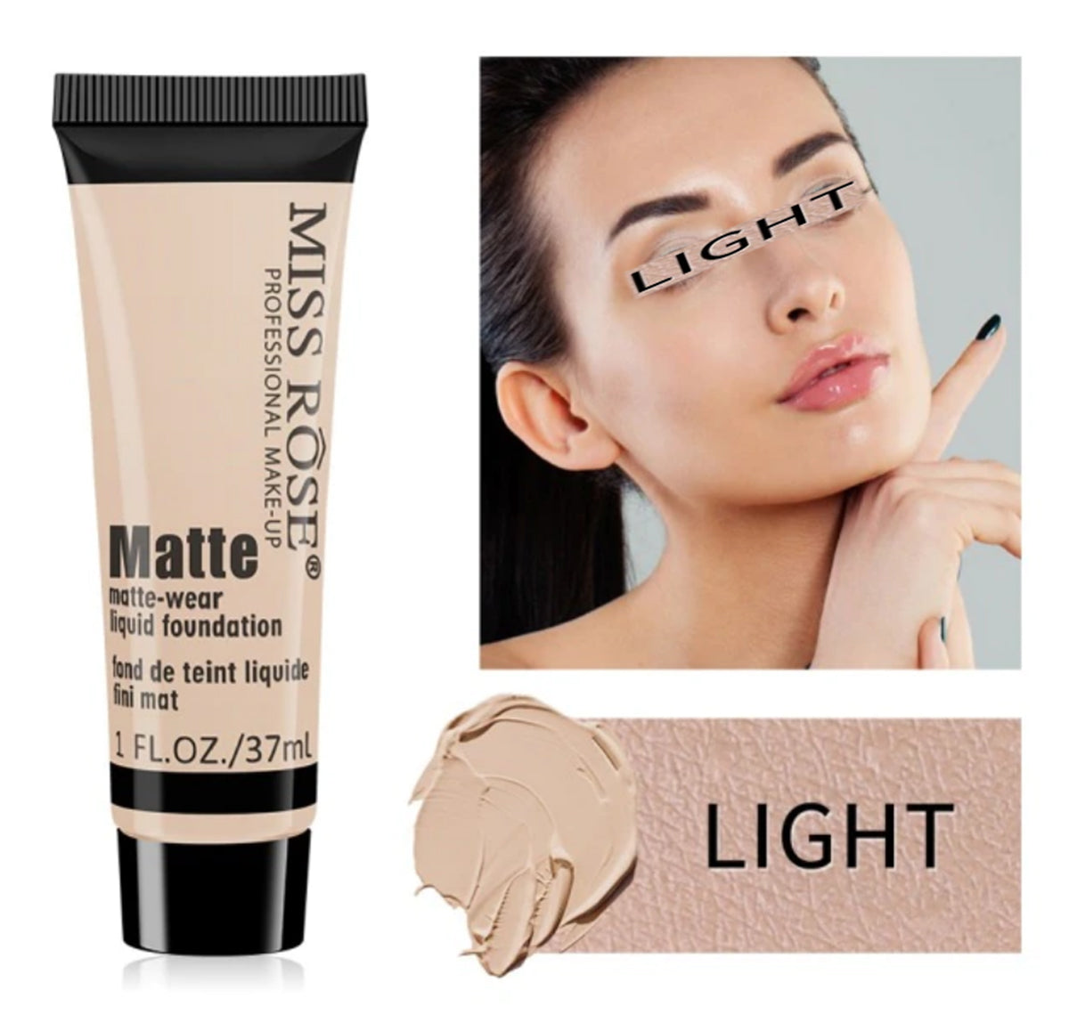Buy Miss Rose Long Lasting Liquid Full Skin Coverage Soft Matte Foundation 37 - Ml in Pakistan