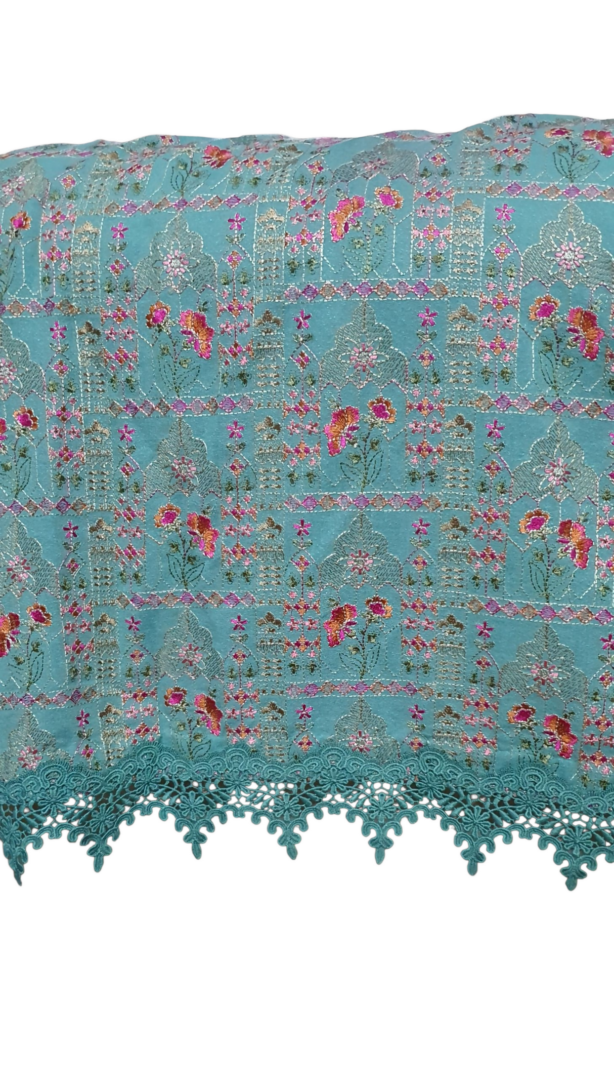 Bareeze |Turquoise Lawn Karandi Shirt Trouser | Women Branded Shirt Trouser | Size Medium | Worn Once