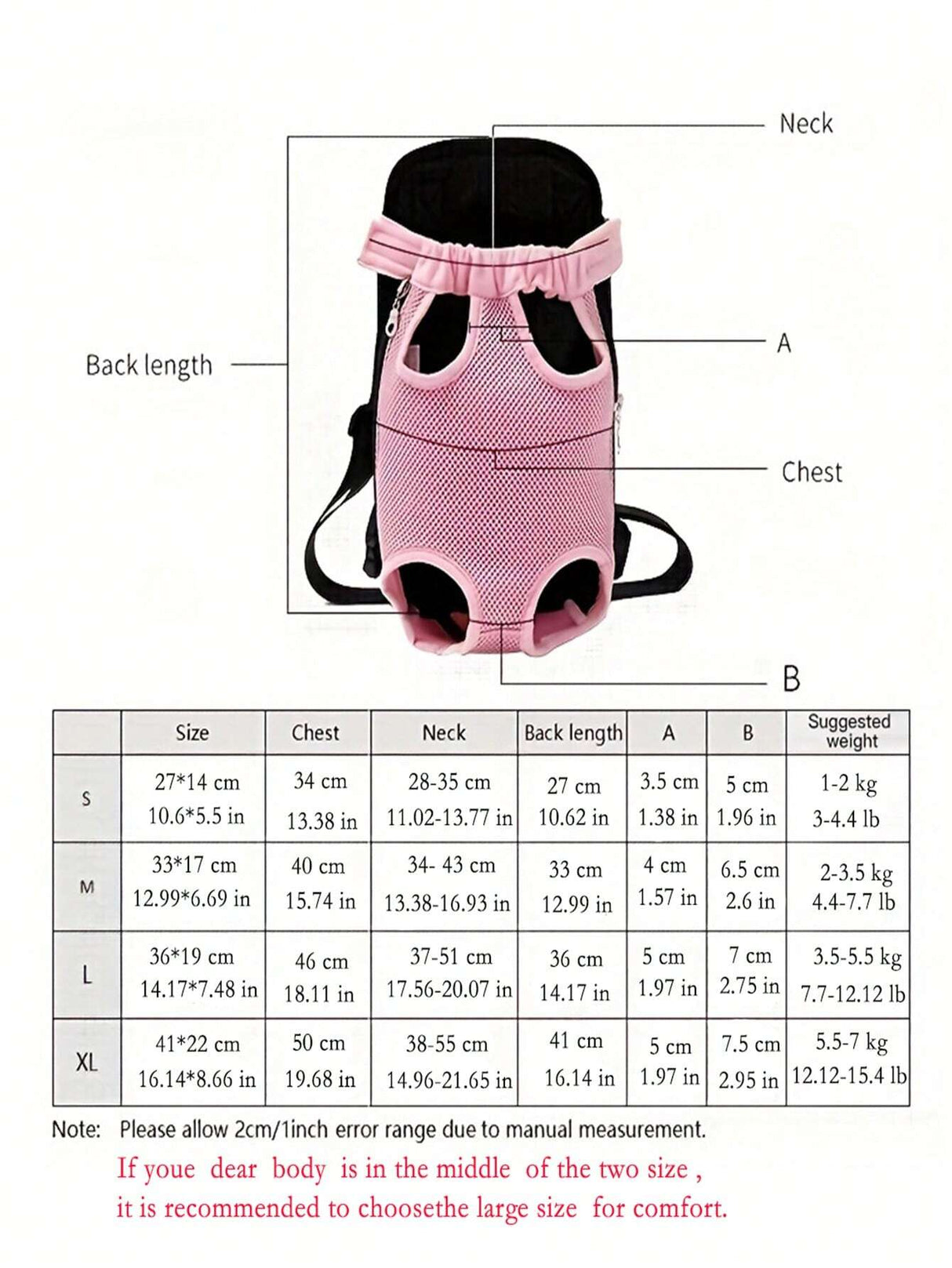 Buy SHEIN 1pc Pet Front Carrier Backpack, Adjustable Front Carrier Backpack, Legs Out Travel Bag For Small Medium Dogs And Cats in Pakistan