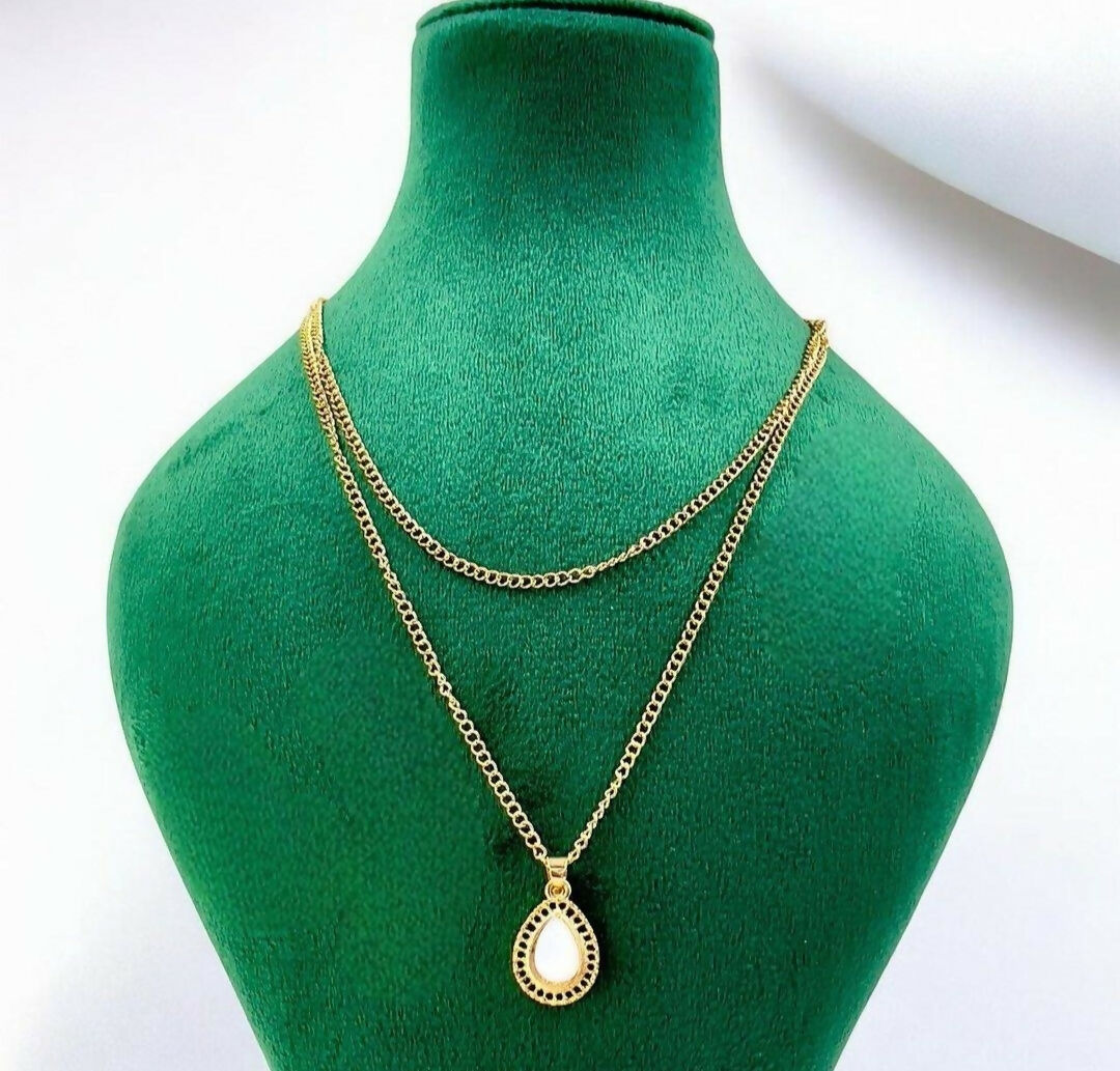 Double Chain/Tear Drop Necklace-304 | Women Jewelry | Necklaces & Pendants | Brand New