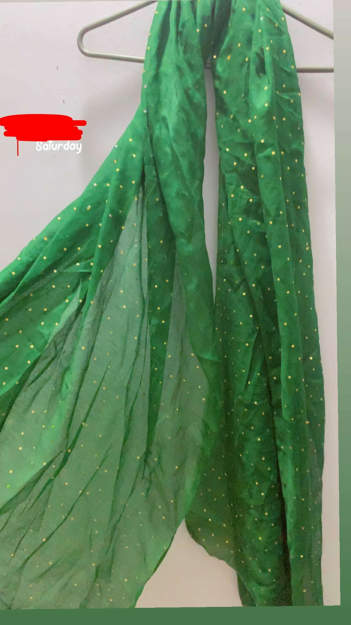 Green Fancy Stylish Staller/ Scarf / Hijab | Women Accessories | Standard | Preloved