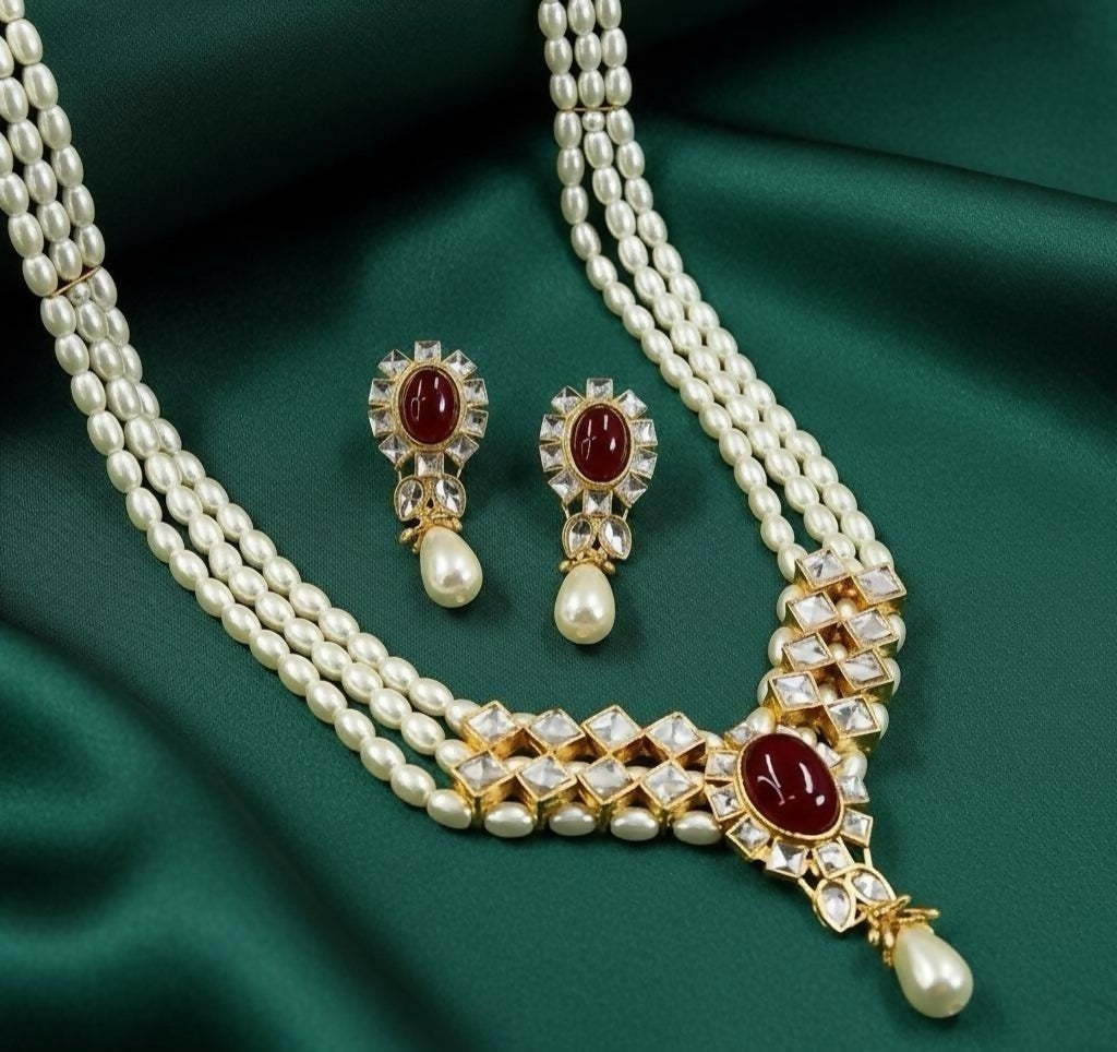 Oval Pear Drop Mala Set-00068 | Wedding Sets | Wedding Jewelry & Sets | Brand New