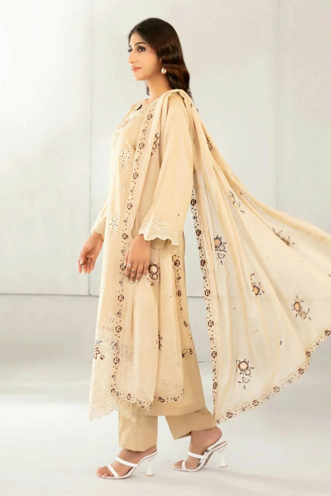 3 PCS Lawn Embroidered Dress | Women Locally Made Kurta | Sky Blue, Skin, Plum, Mint | All Sizes | Brand New